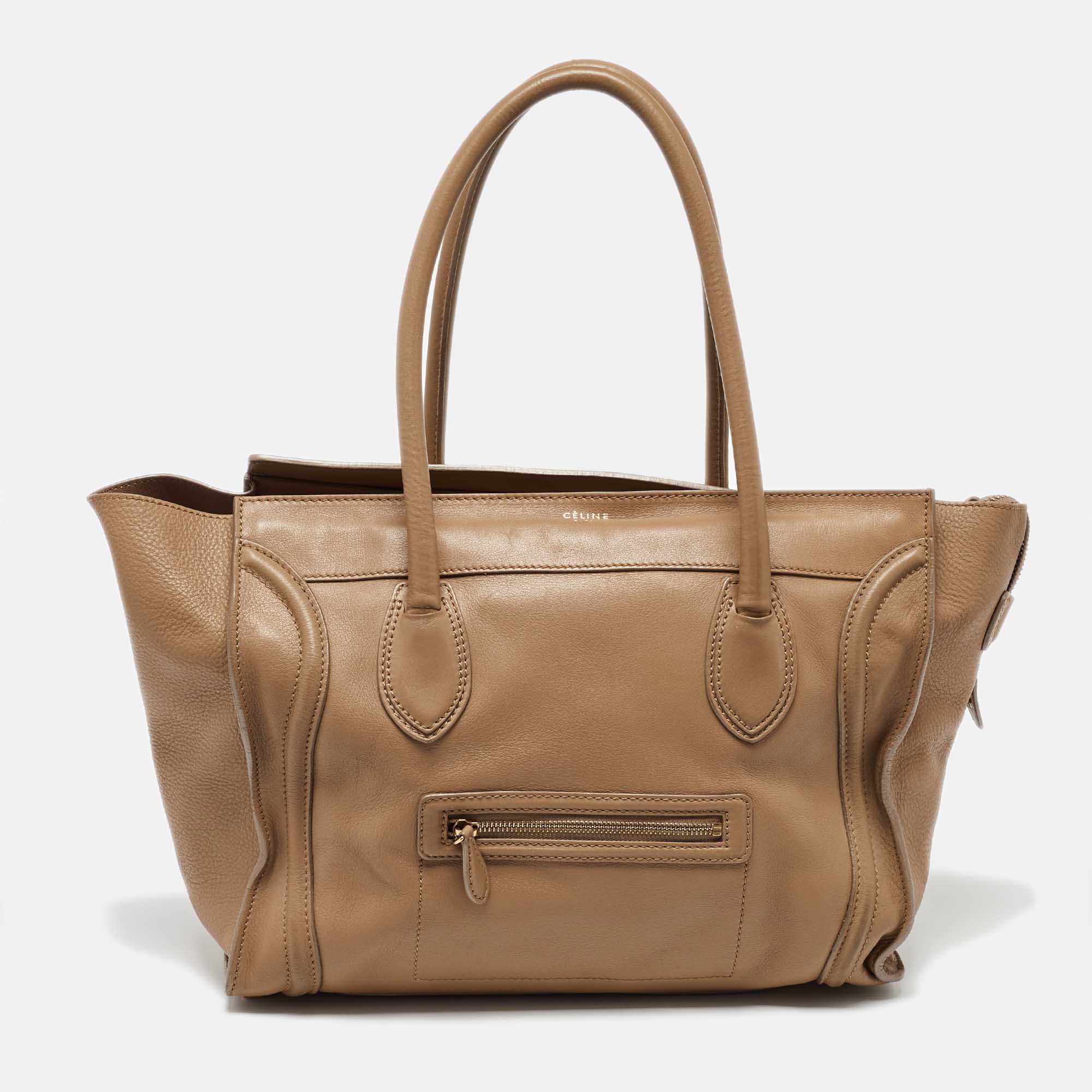 

Celine Beige Leather Shoulder Luggage Tote