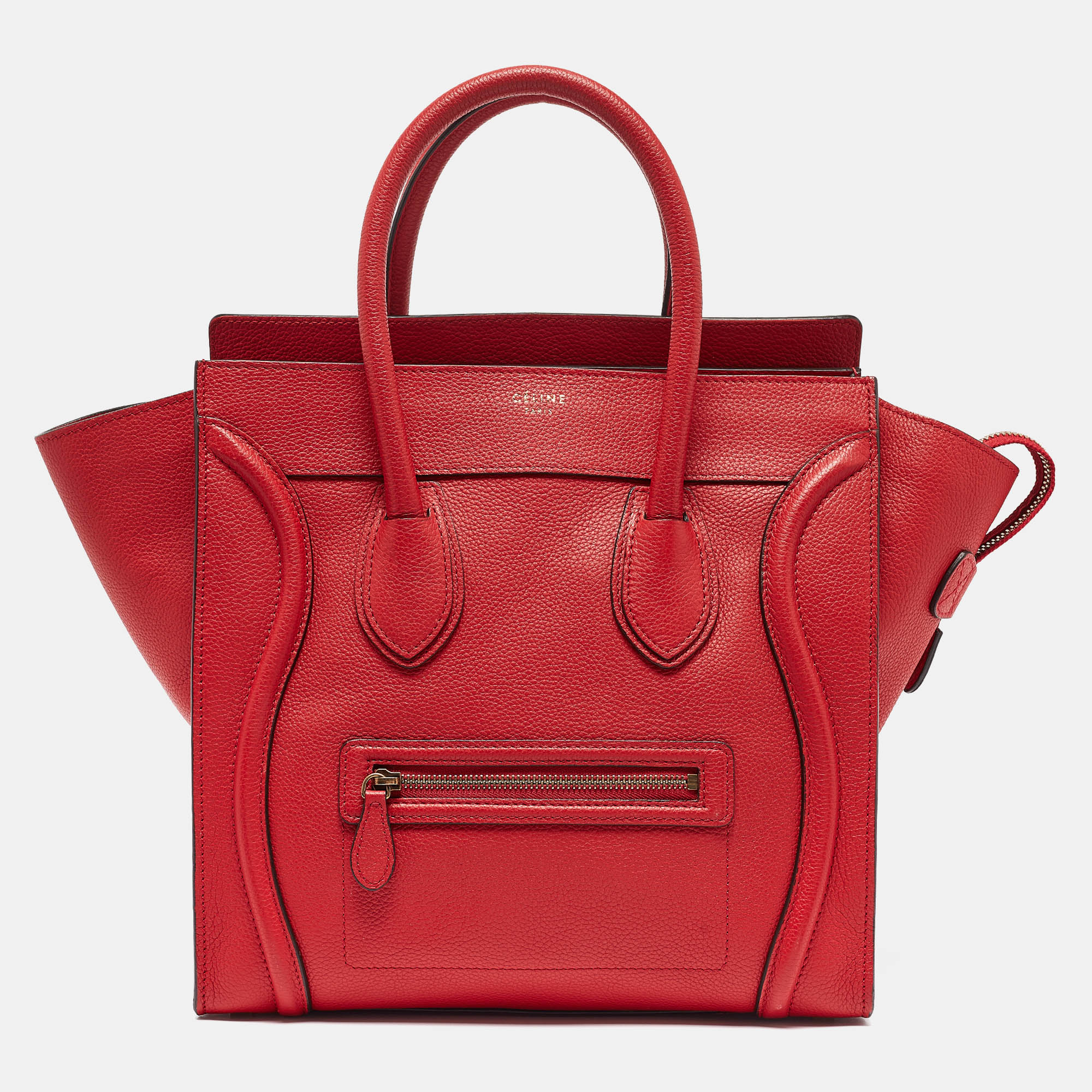 

Celine Red Leather Mini Luggage Tote