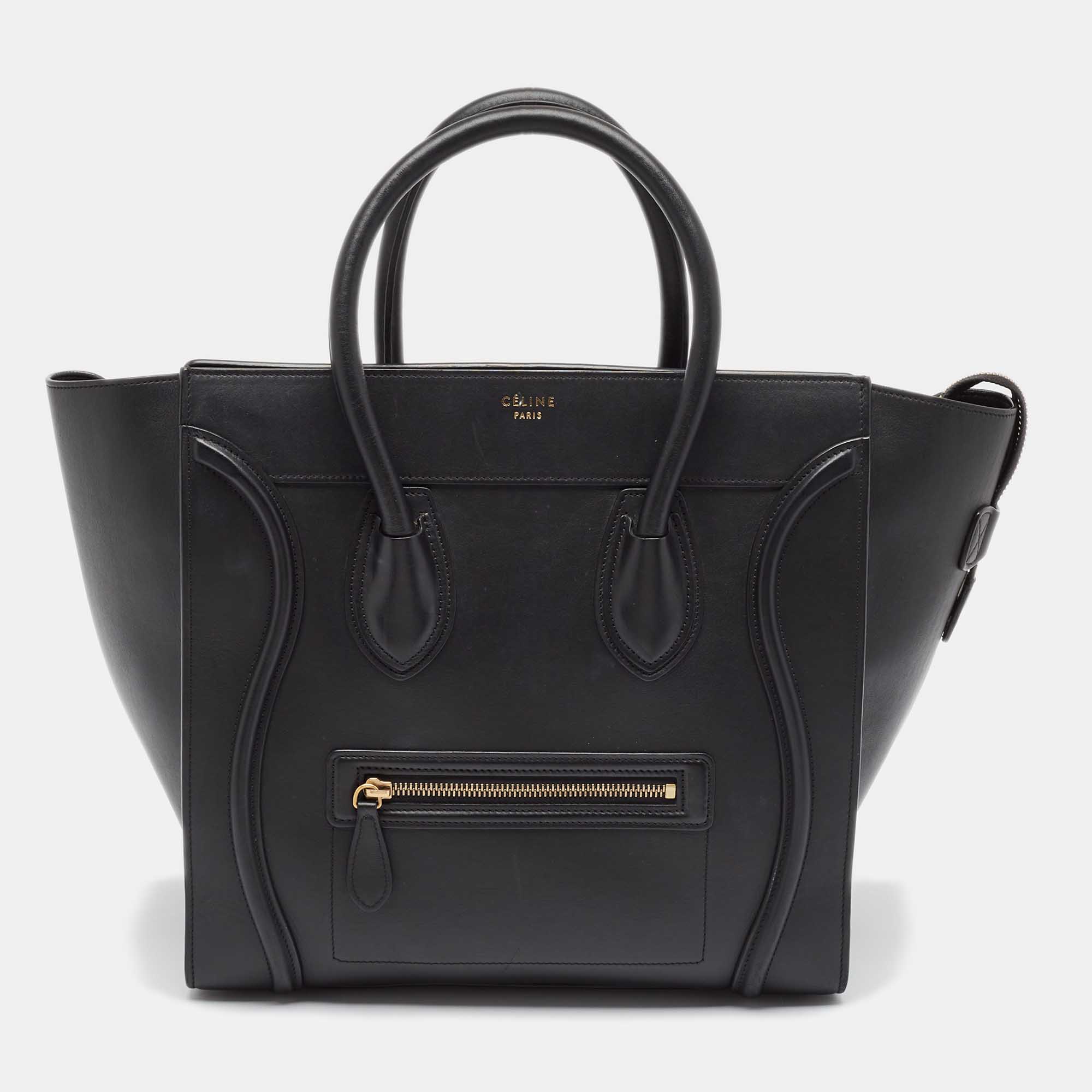 

Celine Black Leather Mini Luggage Tote