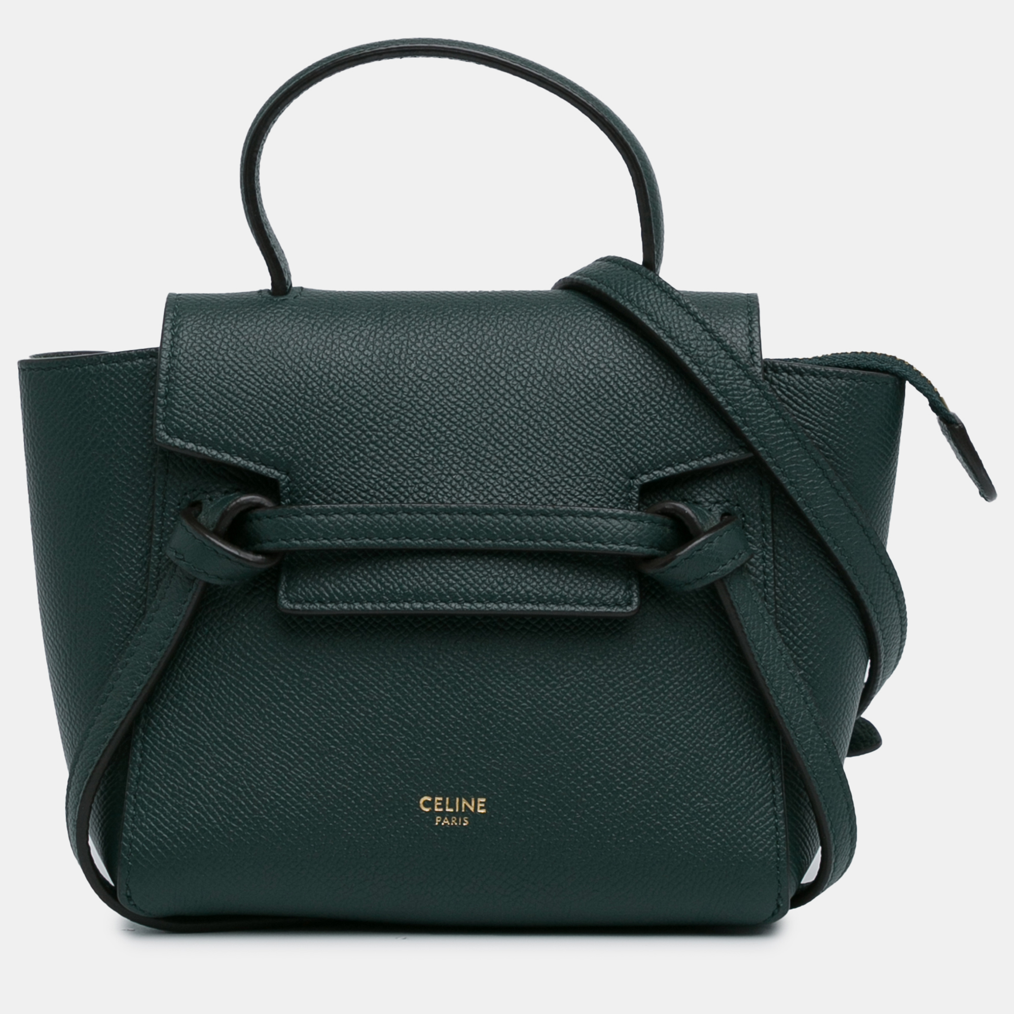 

Celine Green Leather Pico Satchel Bag