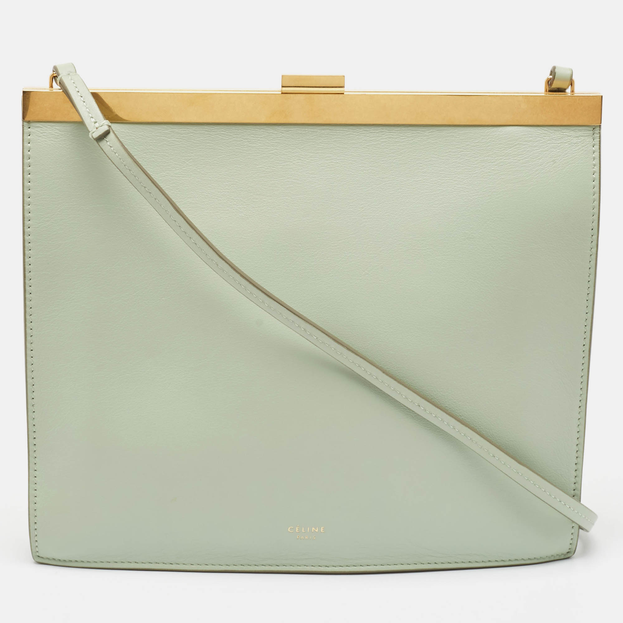 

Celine Light Green Leather Clasp Crossbody bBag