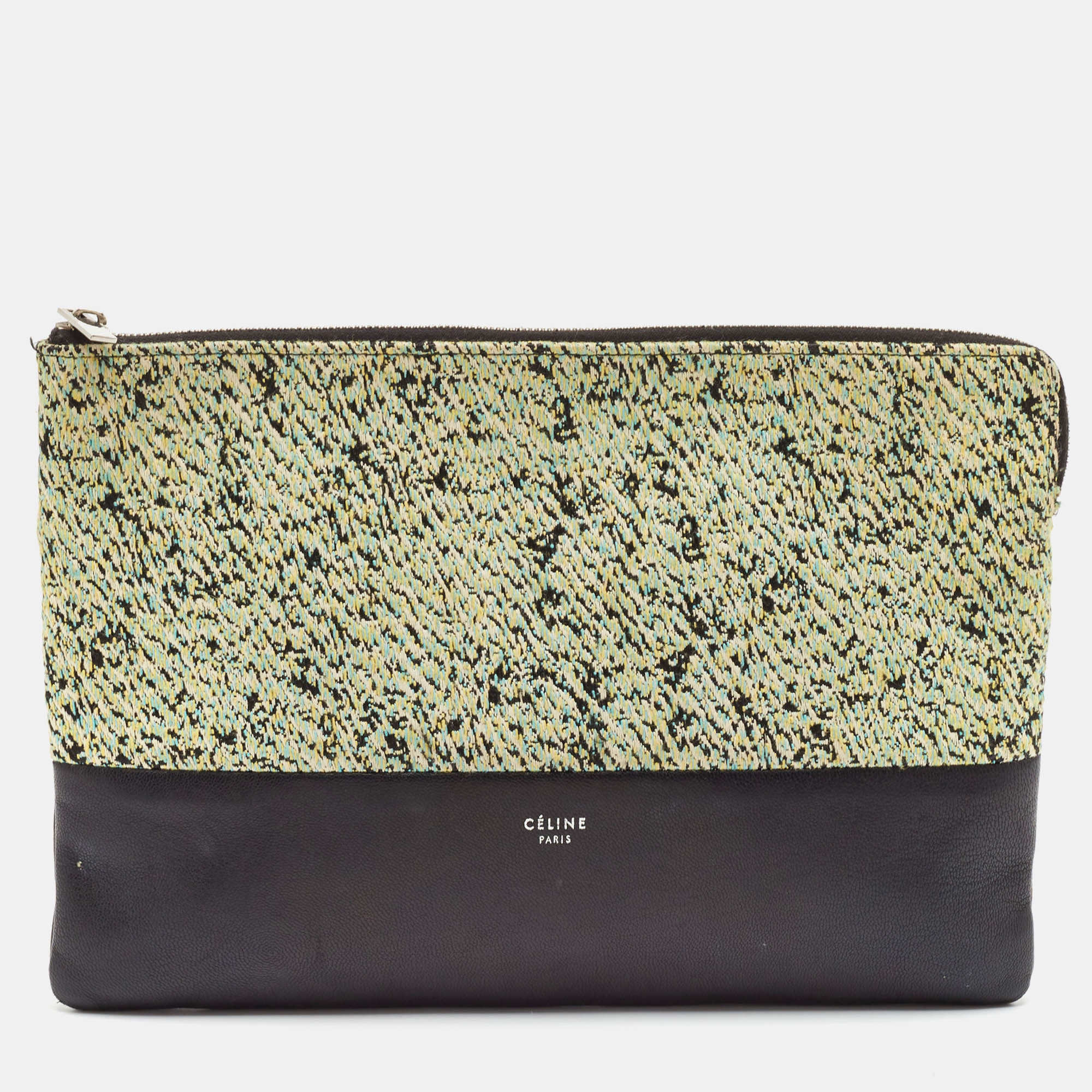 

Celine Green/Black Textured Fabric and Leather Solo Pouch