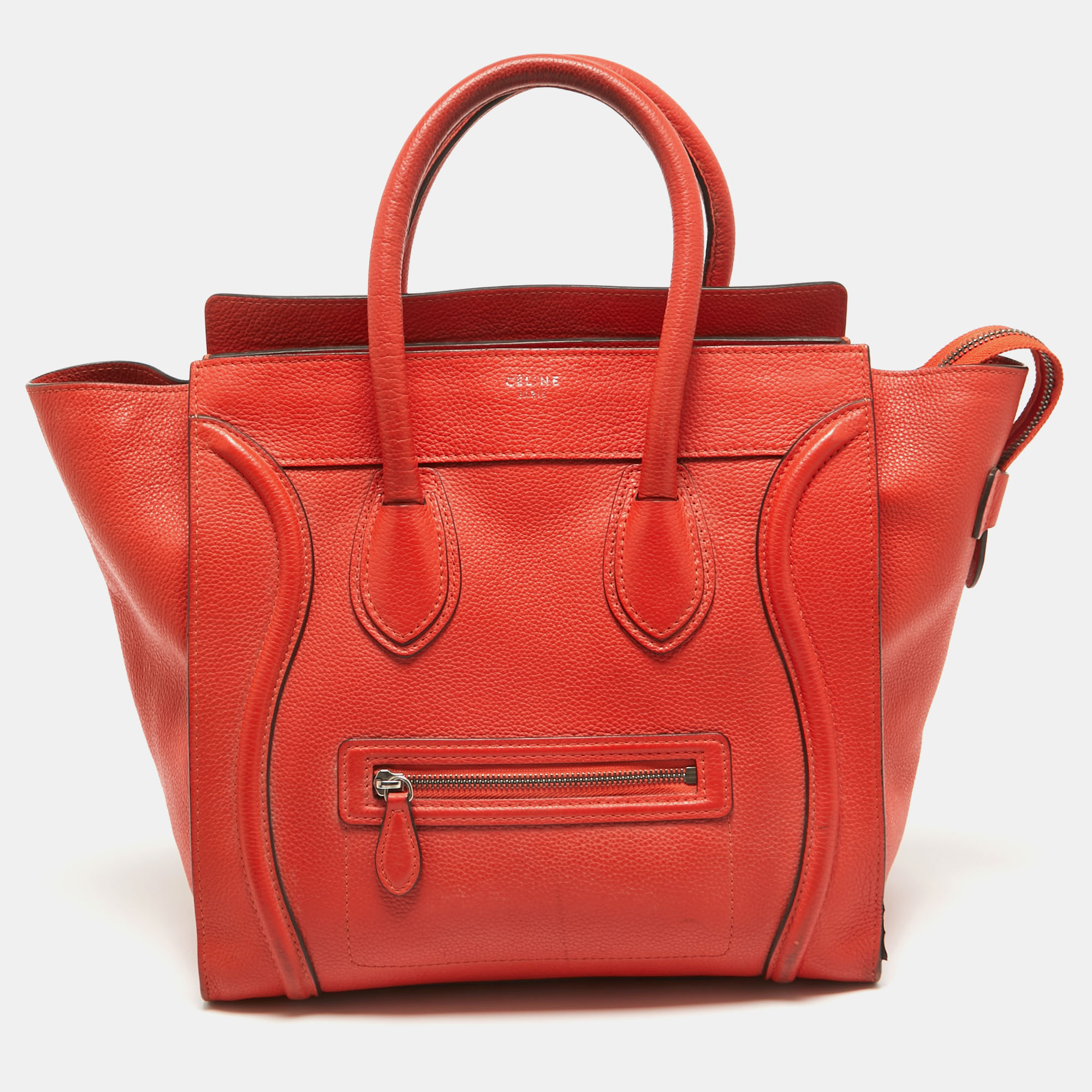 

Celine Orange Leather Mini Luggage Tote