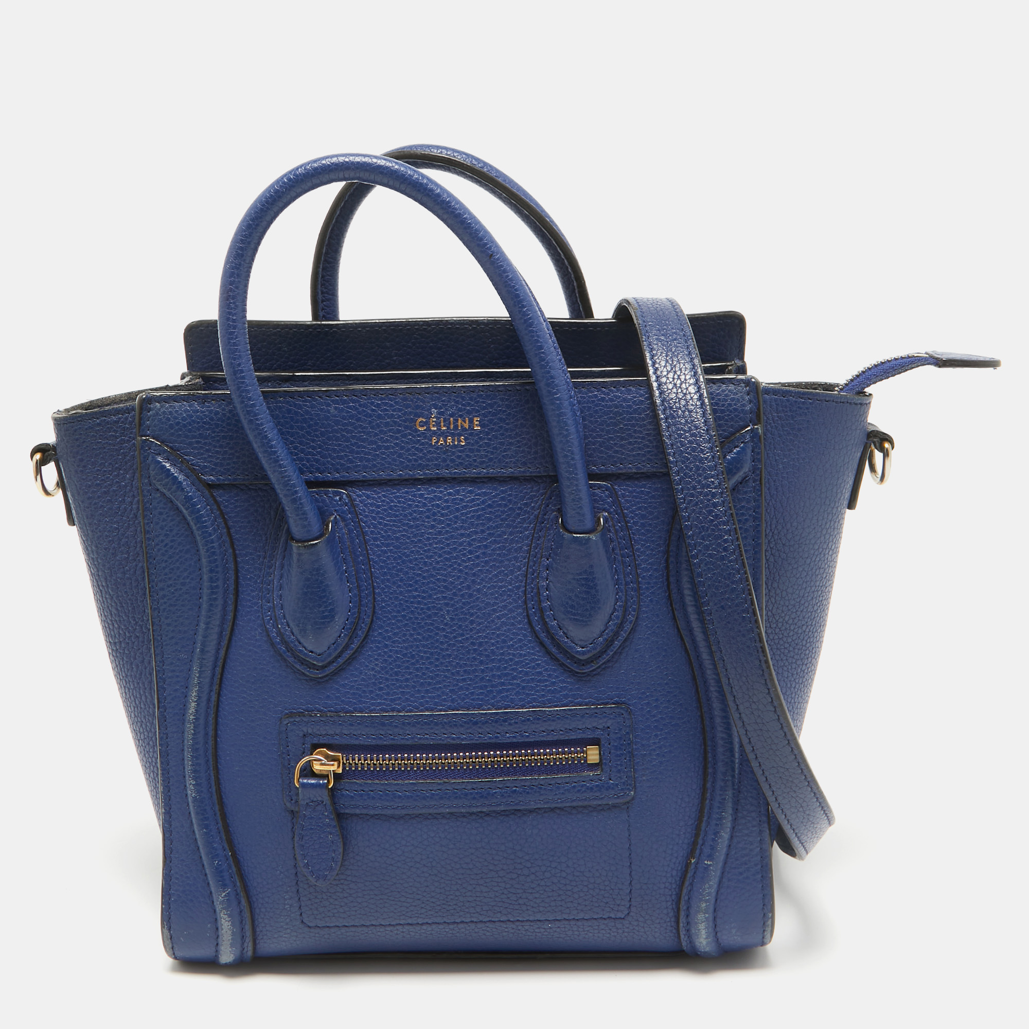 

Celine Blue Leather Nano Luggage Tote