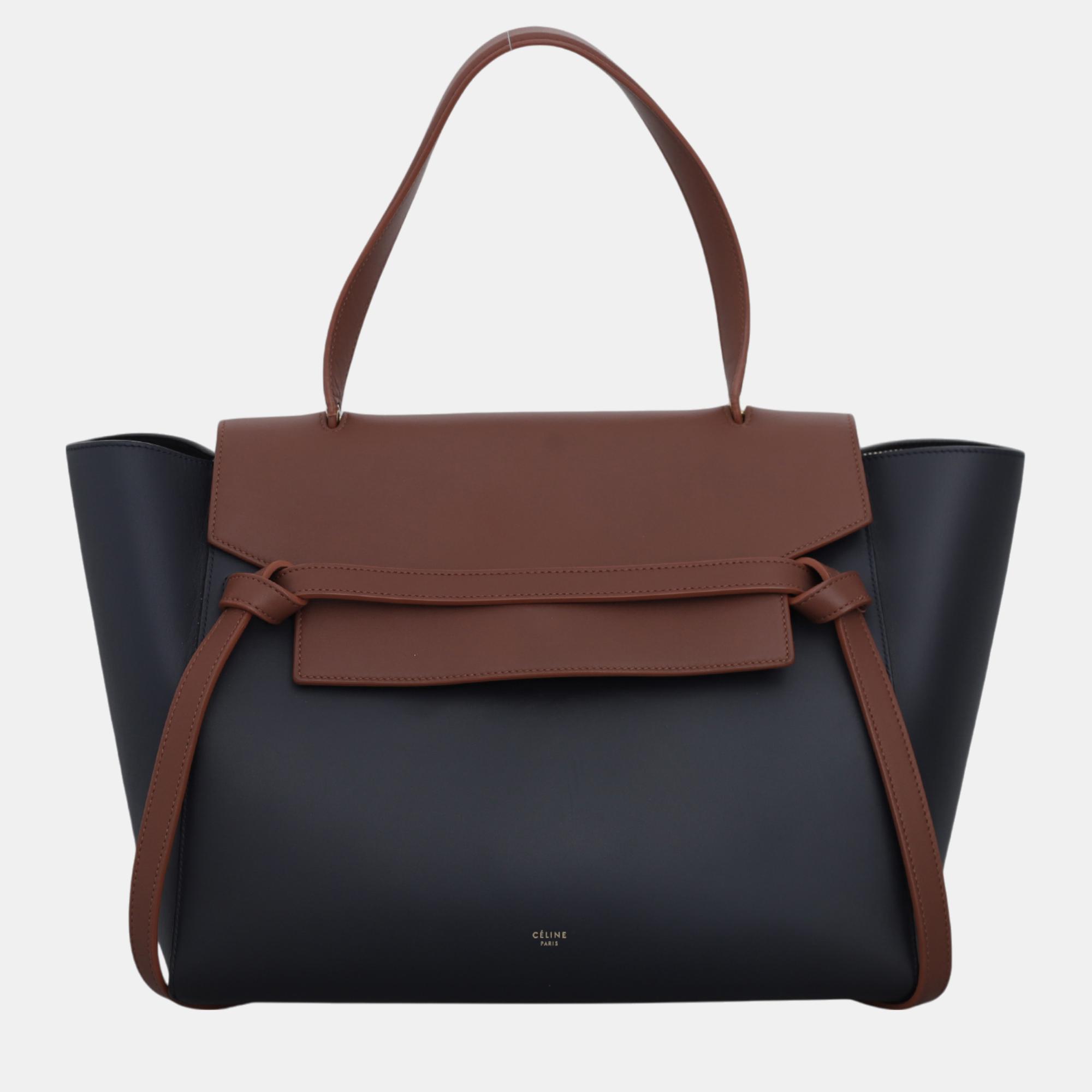 

Celine Navy Blue, Terracotta Leather Bicolor Belt Bag