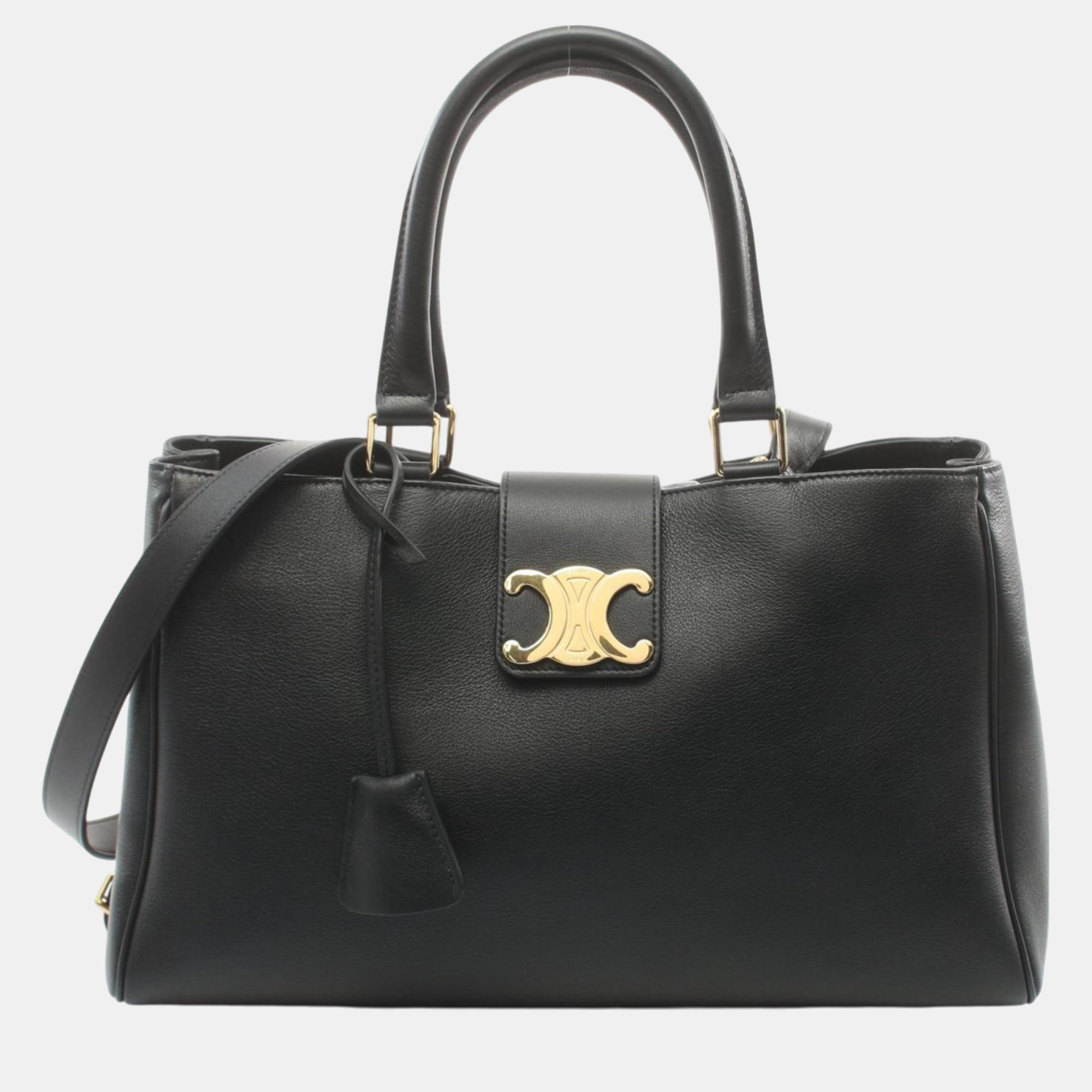 

Celine Medium Apolline Leather Black Handbag