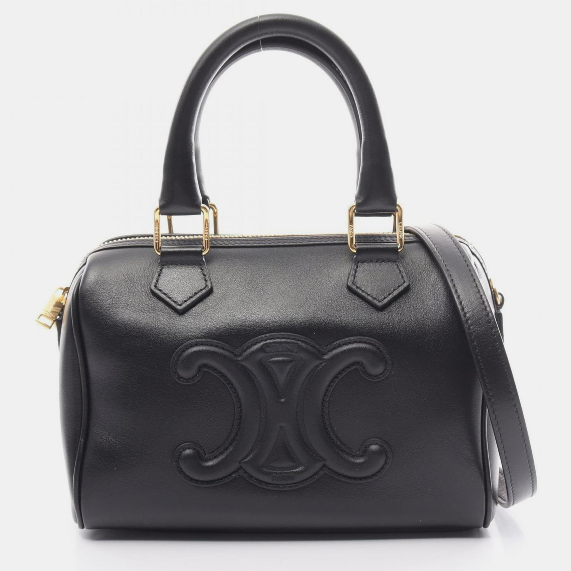 

Celine Small Boston Cuir Leather Black Triomphe Handbag