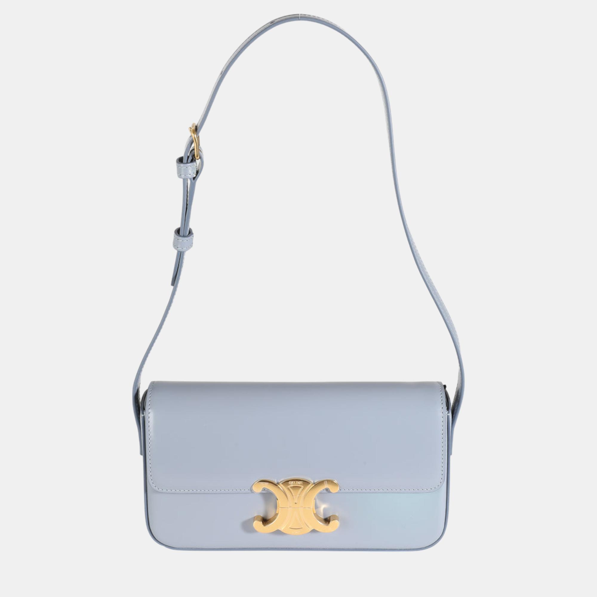 

Celine Pale Blue Shiny Calfskin Triomphe Shoulder Bag