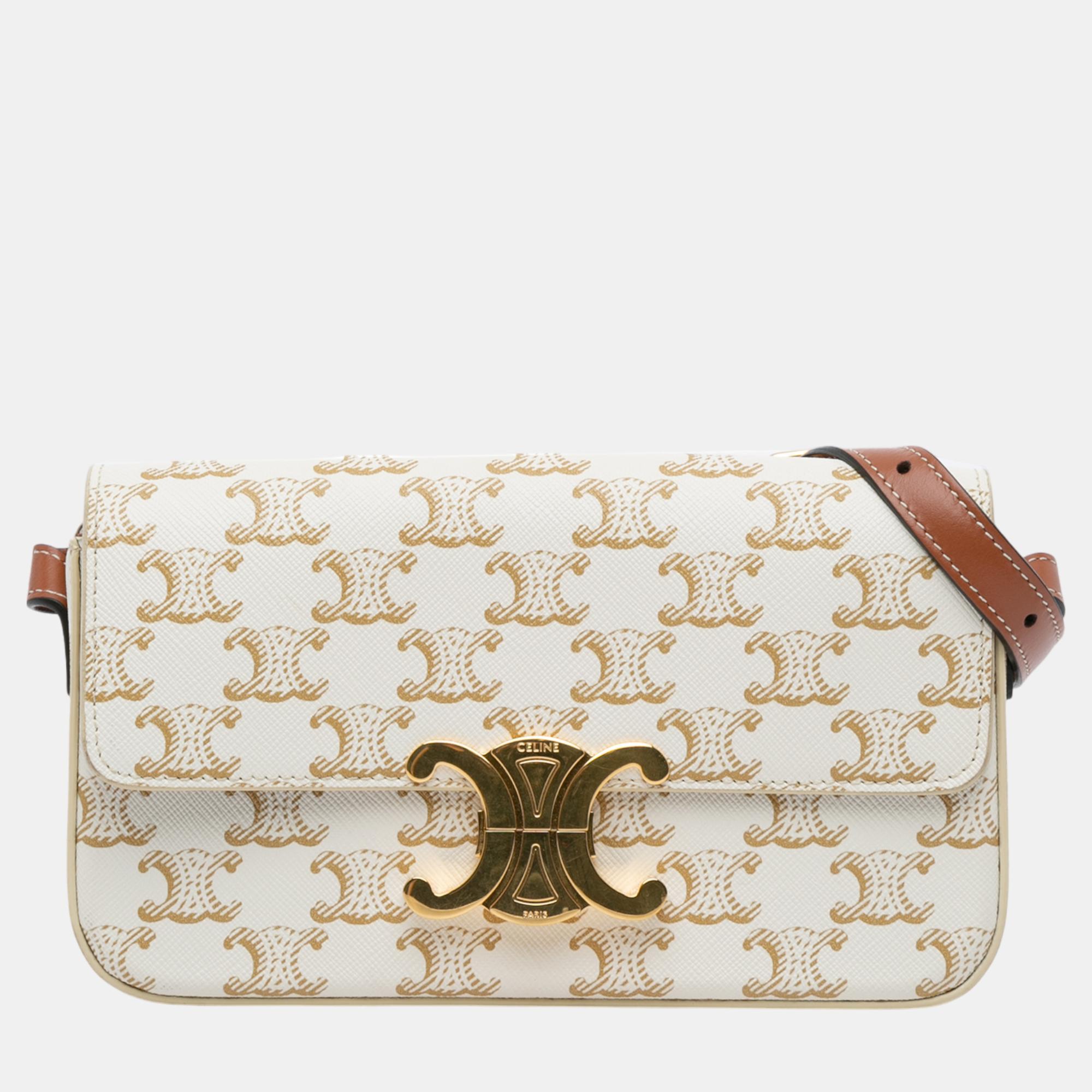 

Celine Triomphe Claude Shoulder Bag, White