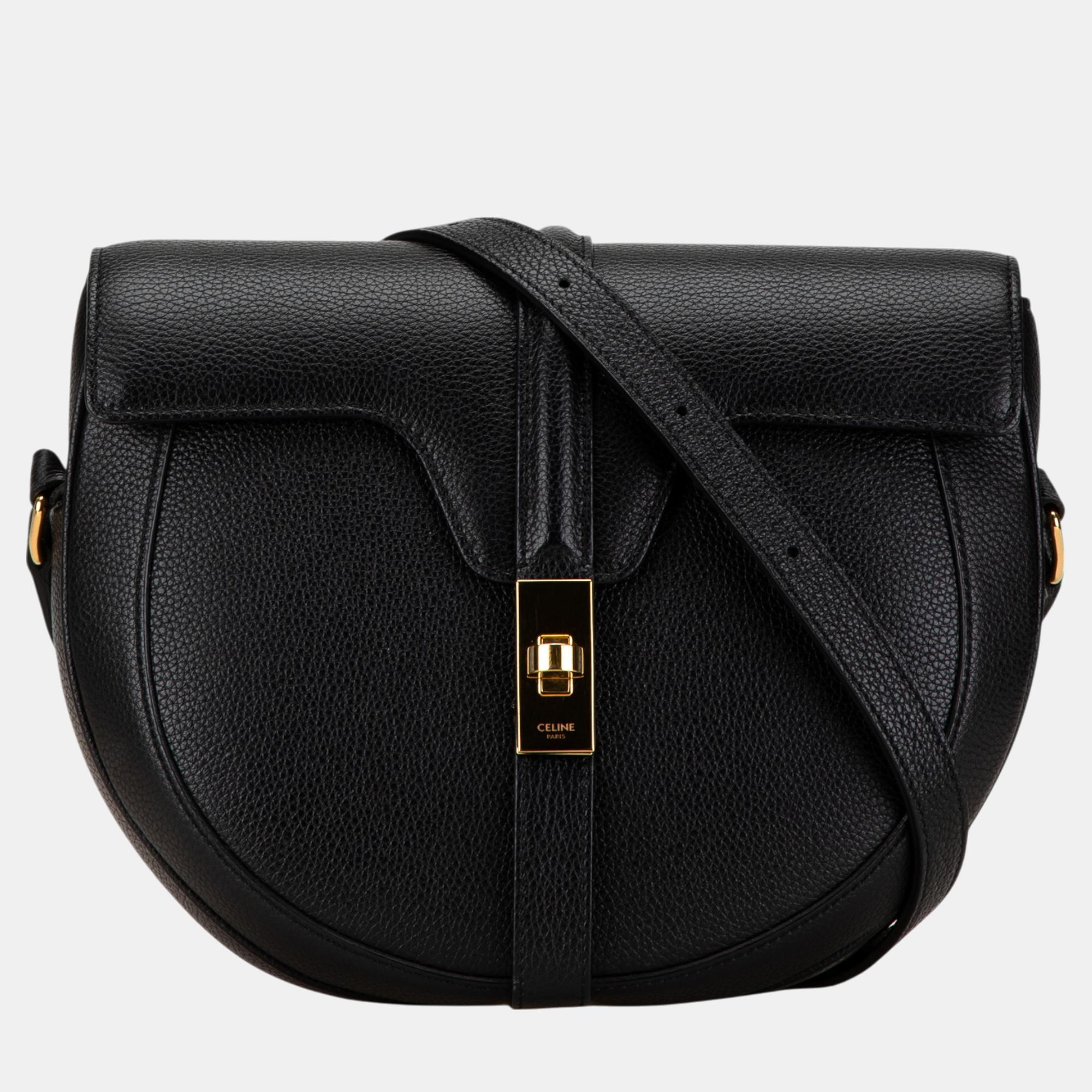 

Celine Medium Leather Besace 16 Crossbody Bag, Black