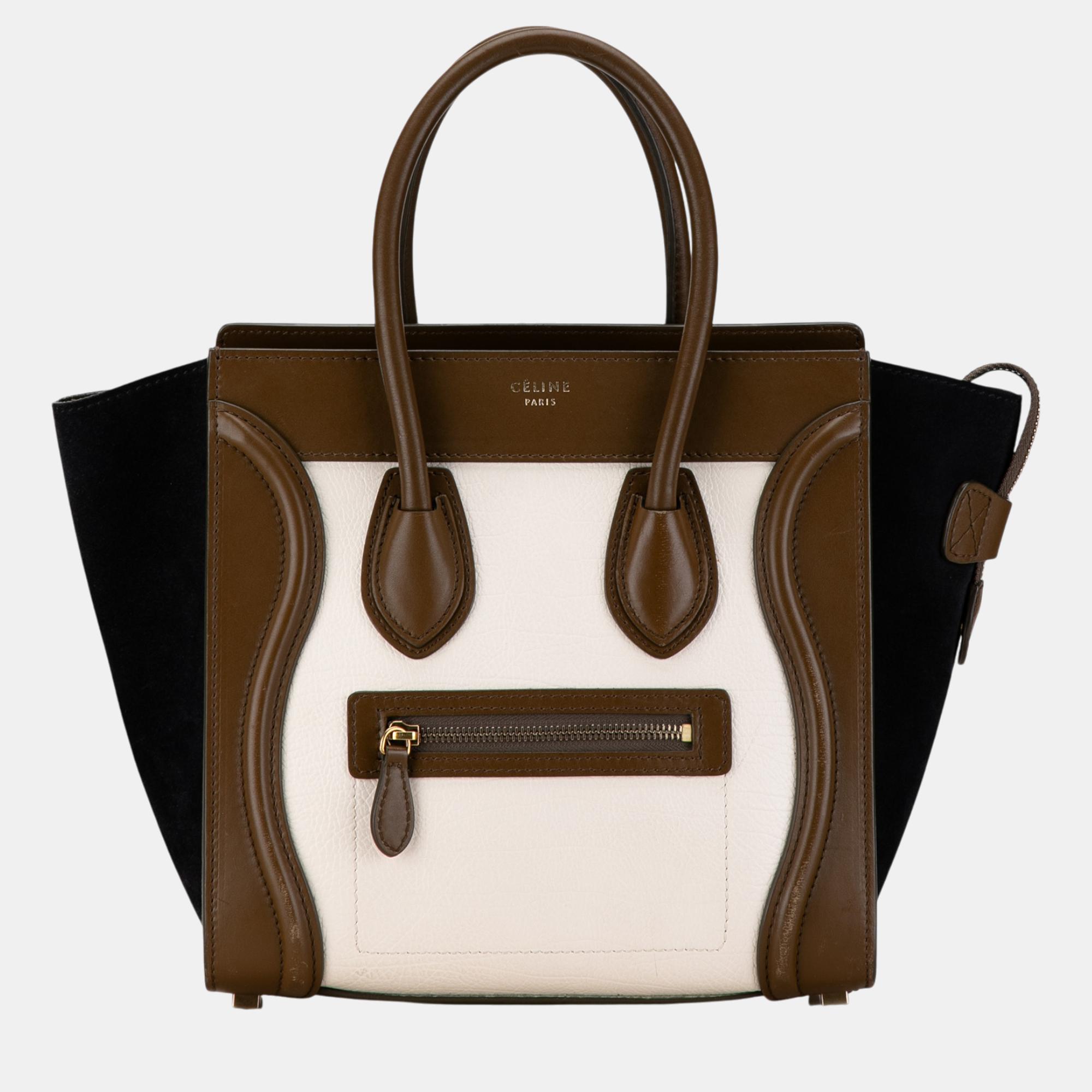

Celine Micro Tricolor Luggage Tote, Black
