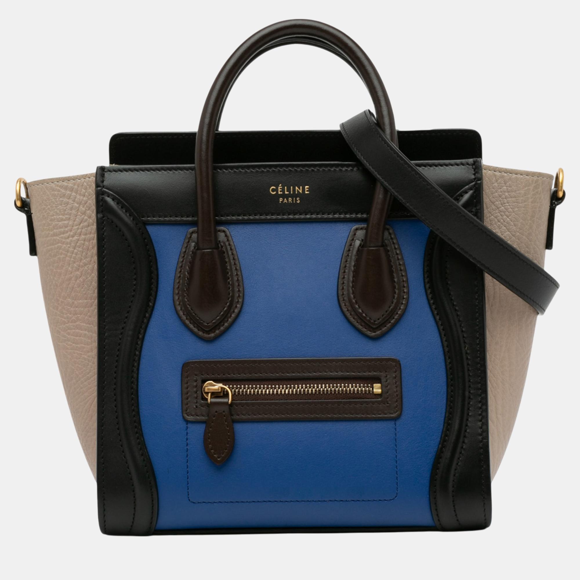 

Celine Nano Tricolor Luggage Tote Bag, Blue