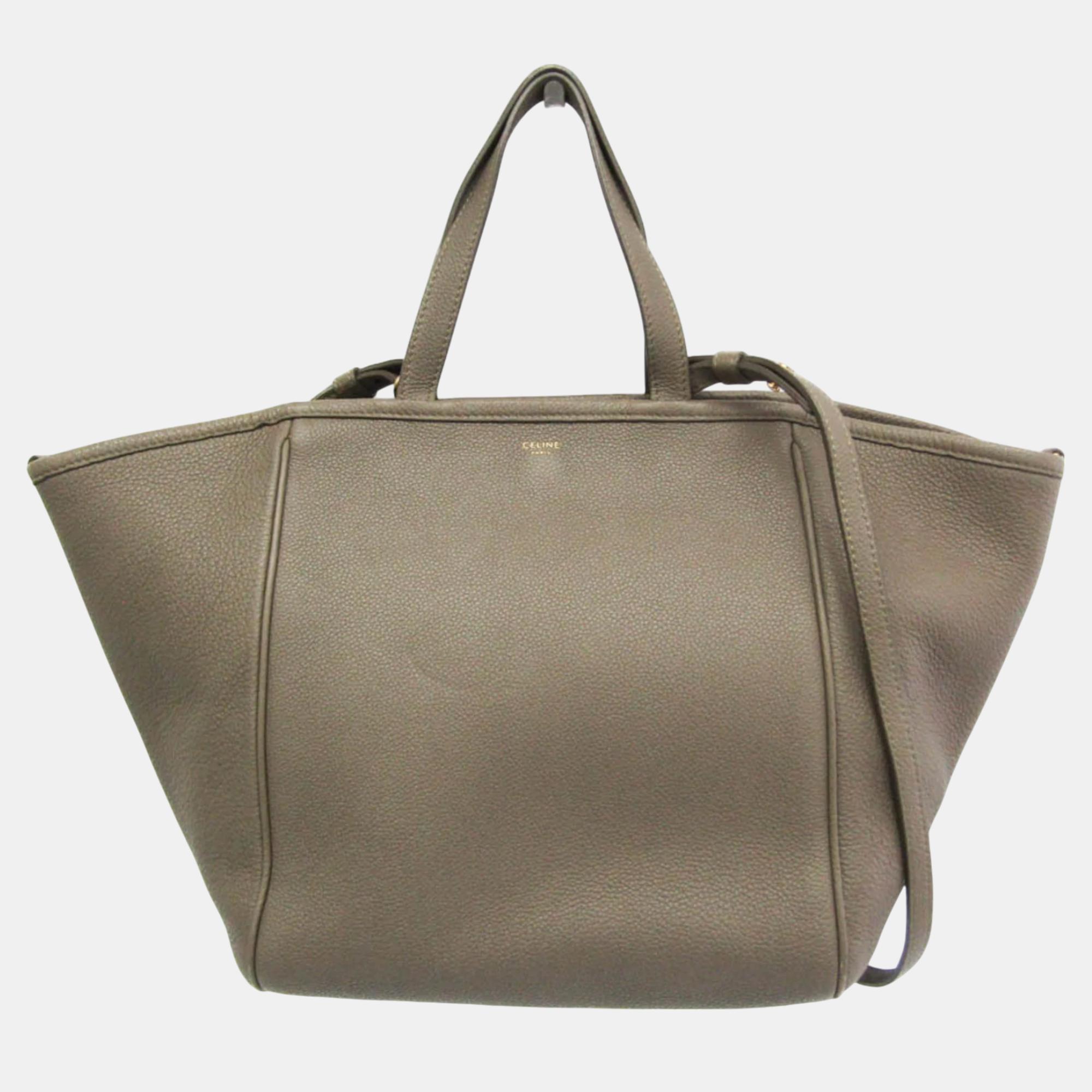 

Celine Gray Brown Fold Cabas Leather Handbag