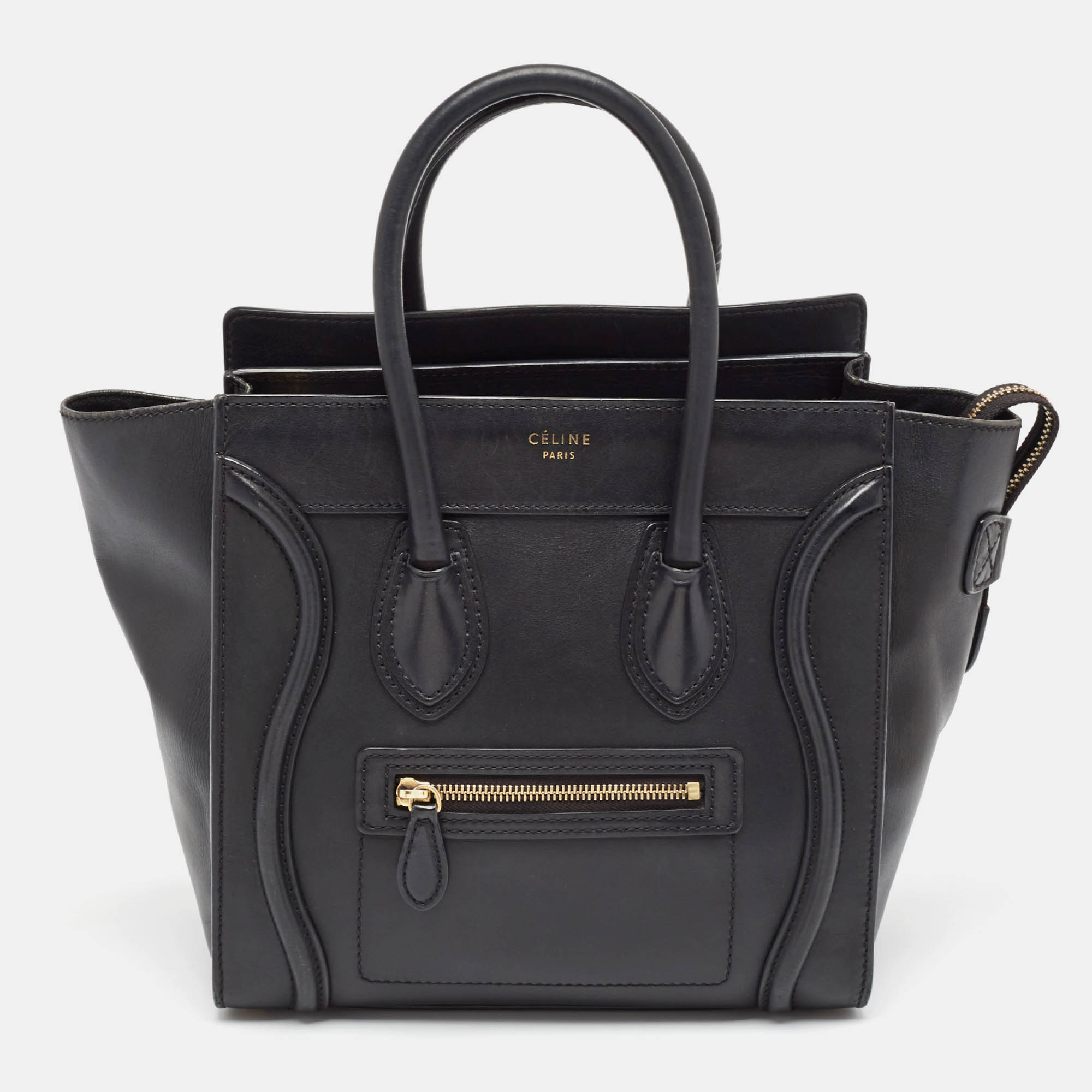 

Celine Black Leather Micro Luggage Tote