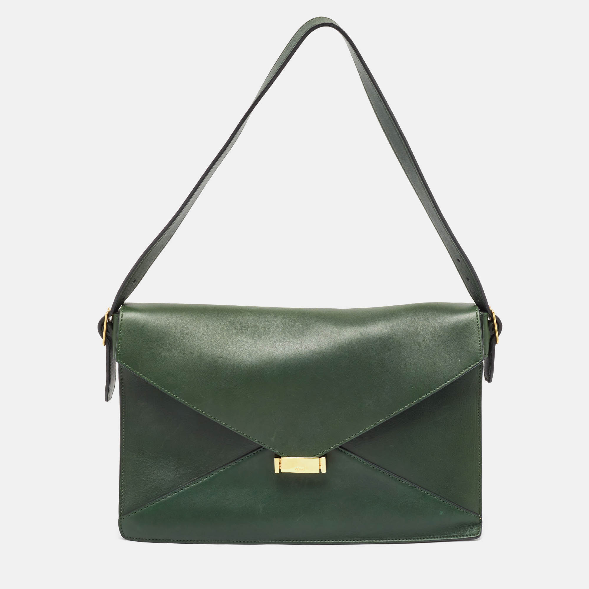 

Celine Green Leather Diamond Clutch Bag