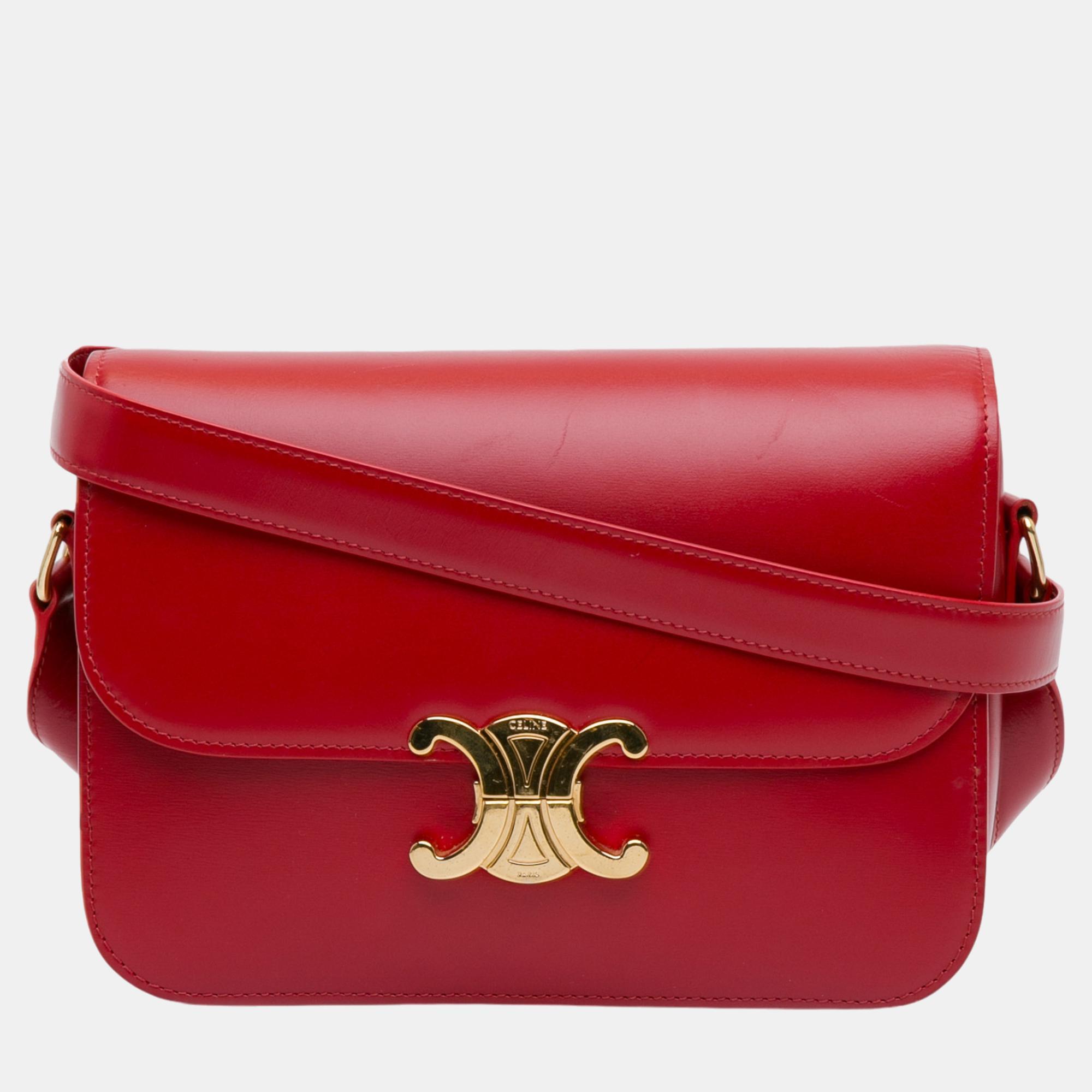 

Celine Red Medium Triomphe Crossbody Bag