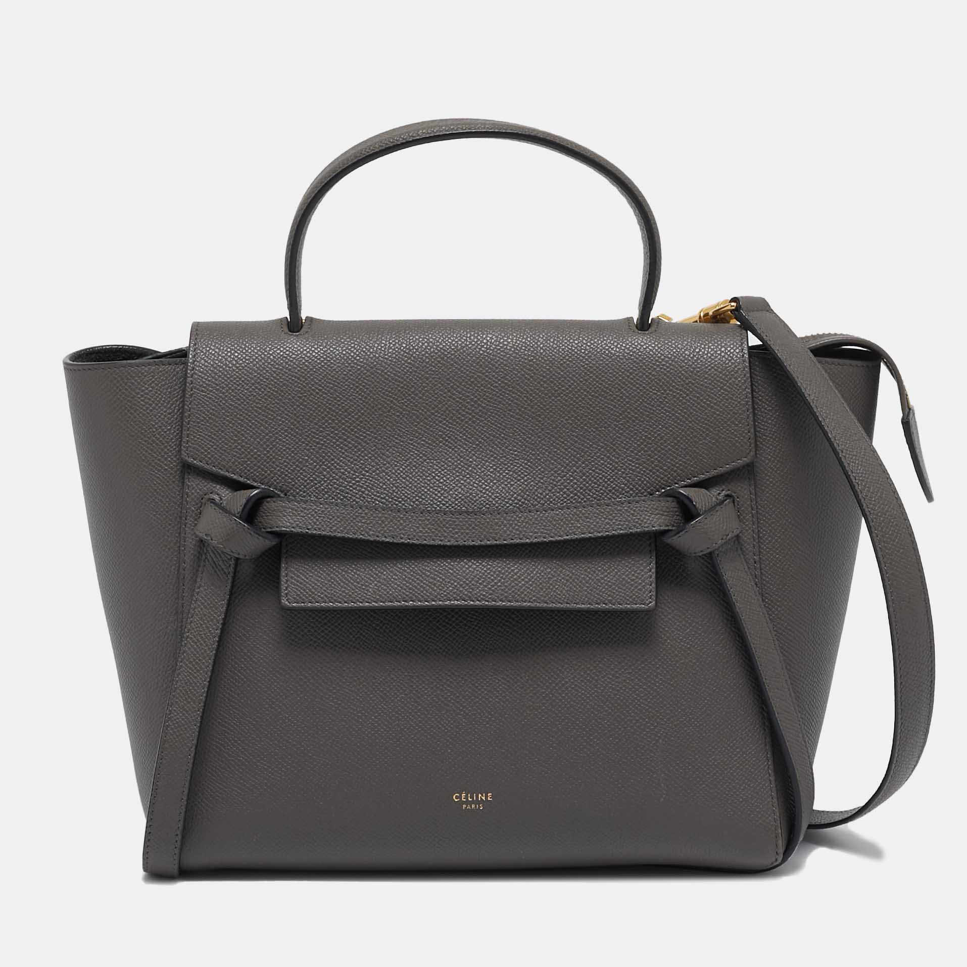 

Celine Dark Grey Leather Micro Belt Top Handle Bag