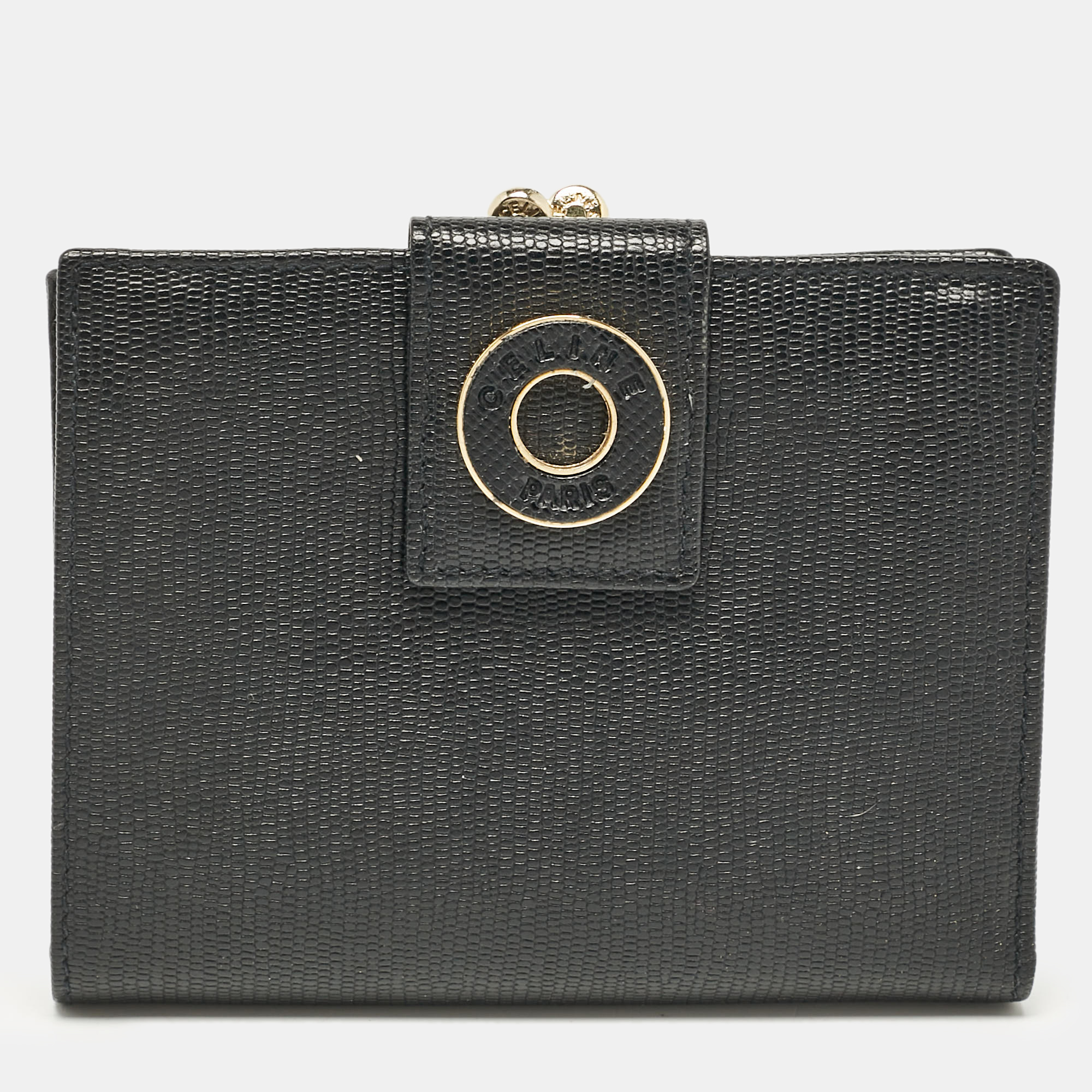 

Celine Black Textured Leather Vintage French Wallet