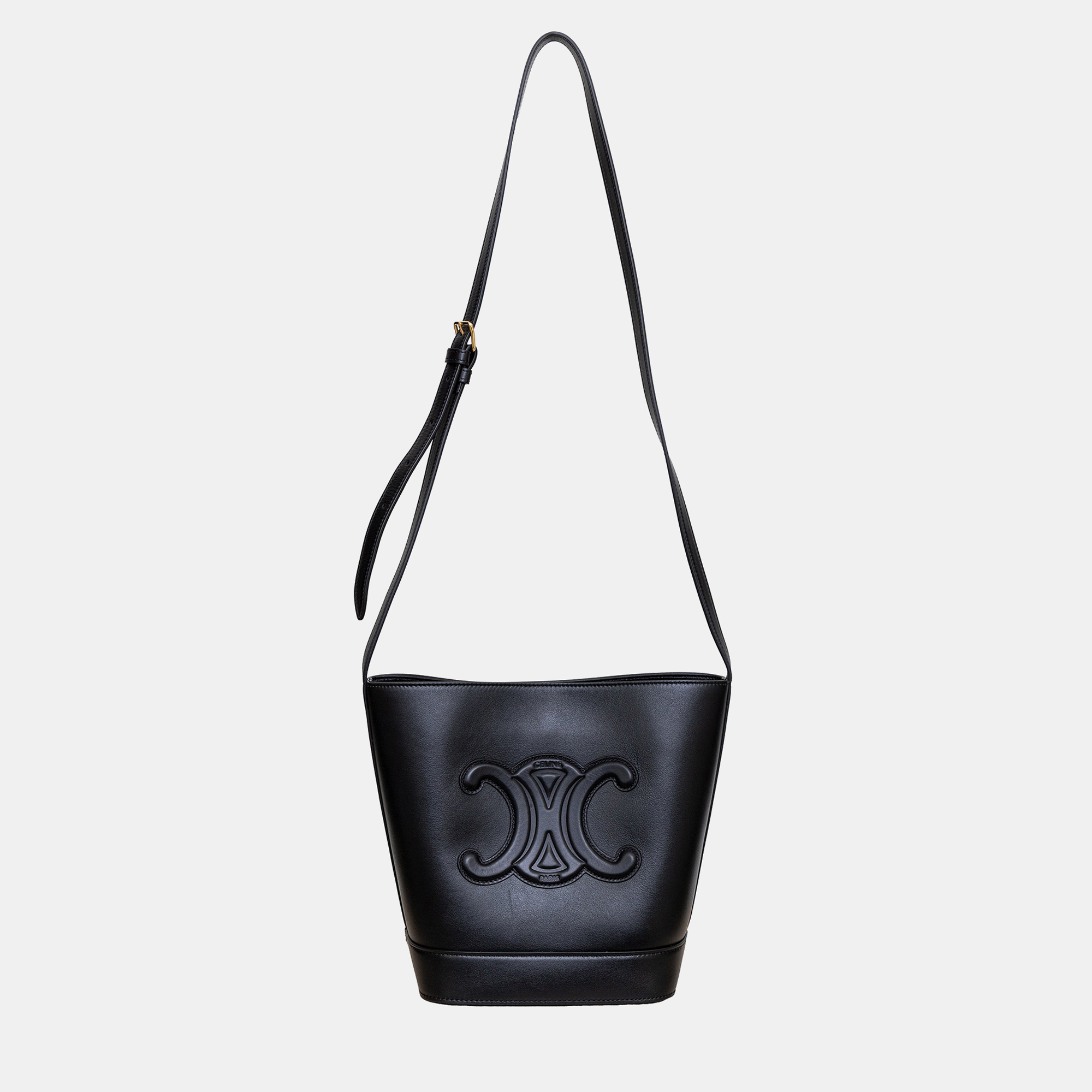 

Celine Small Bucket Cuir Triomphe Bag, Black