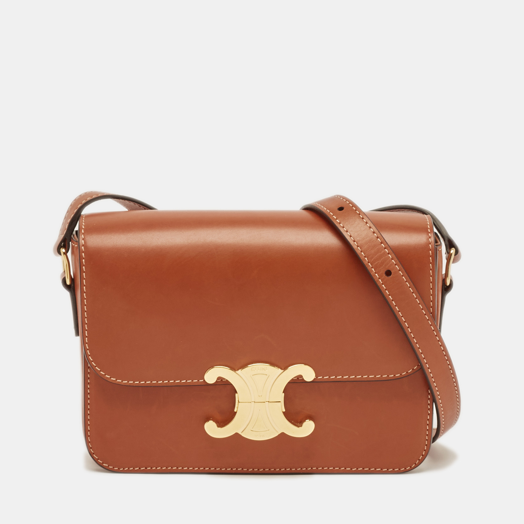 

Celine Brown Leather Triomphe Shoulder Bag