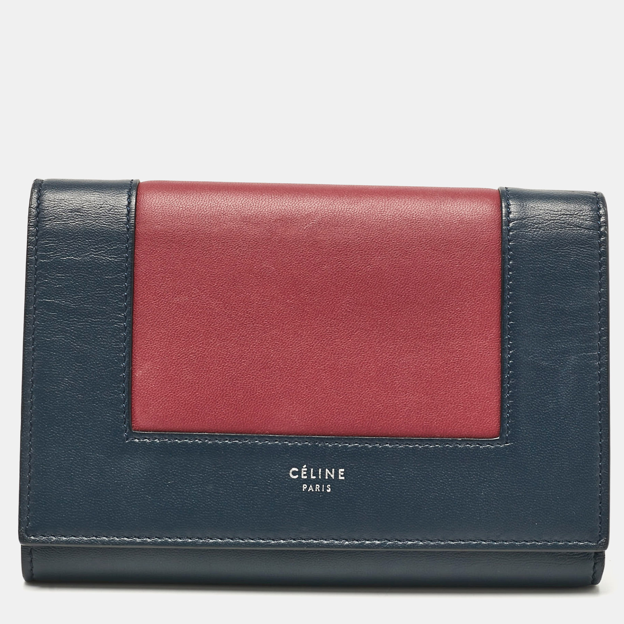 

Celine Navy Blue/Burgundy Leather Frame Trifold Wallet