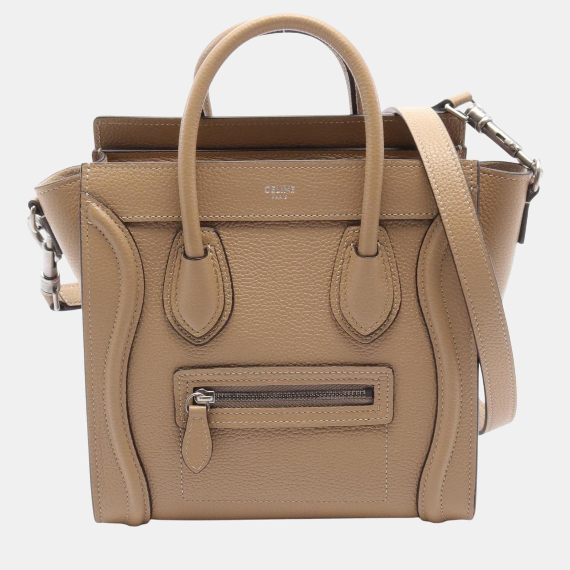 

Celine Leather Brown Nano Shopper Luggage Handbag