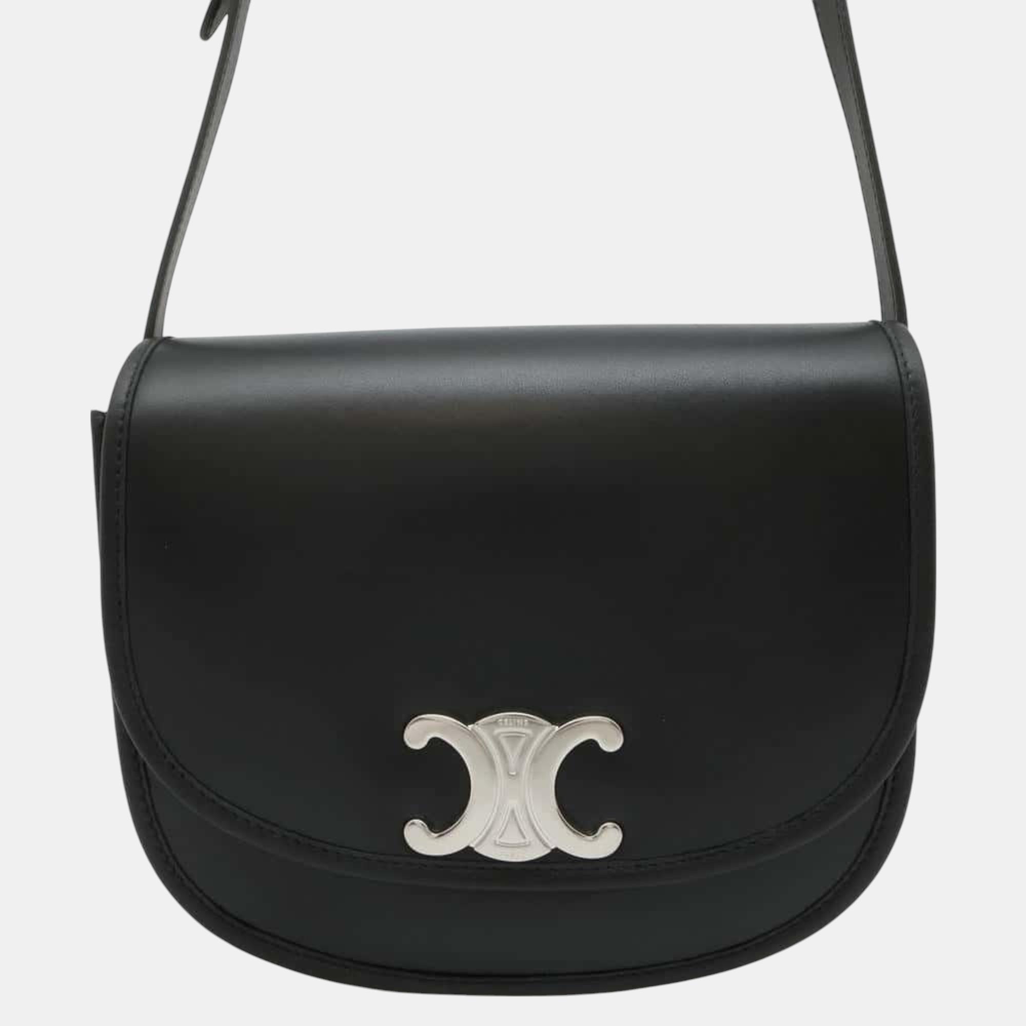 

Celine Black Calf Leather Triomphe Busas Shoulder Bag