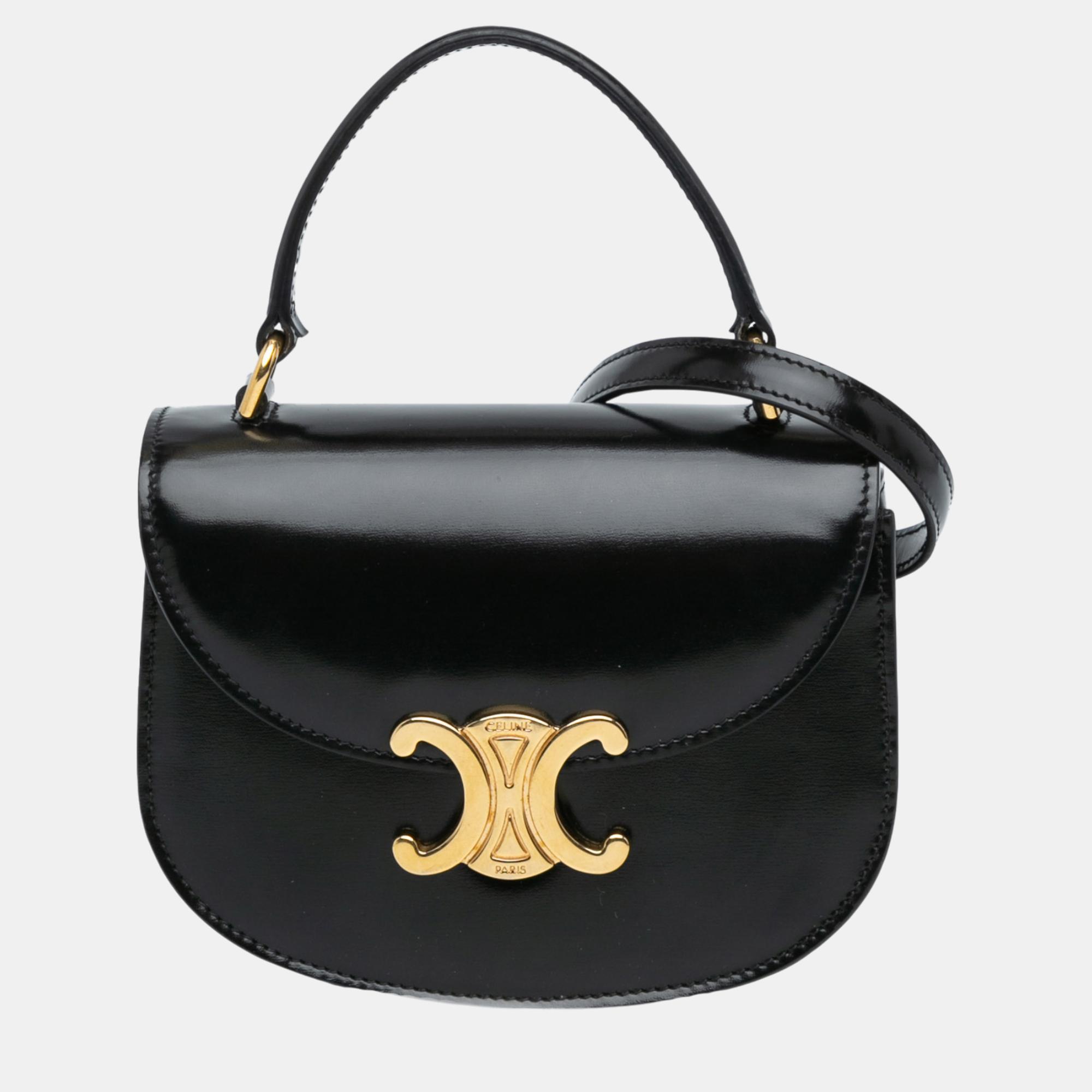 

Celine Black Mini Shiny Calfskin Besace Clea Satchel