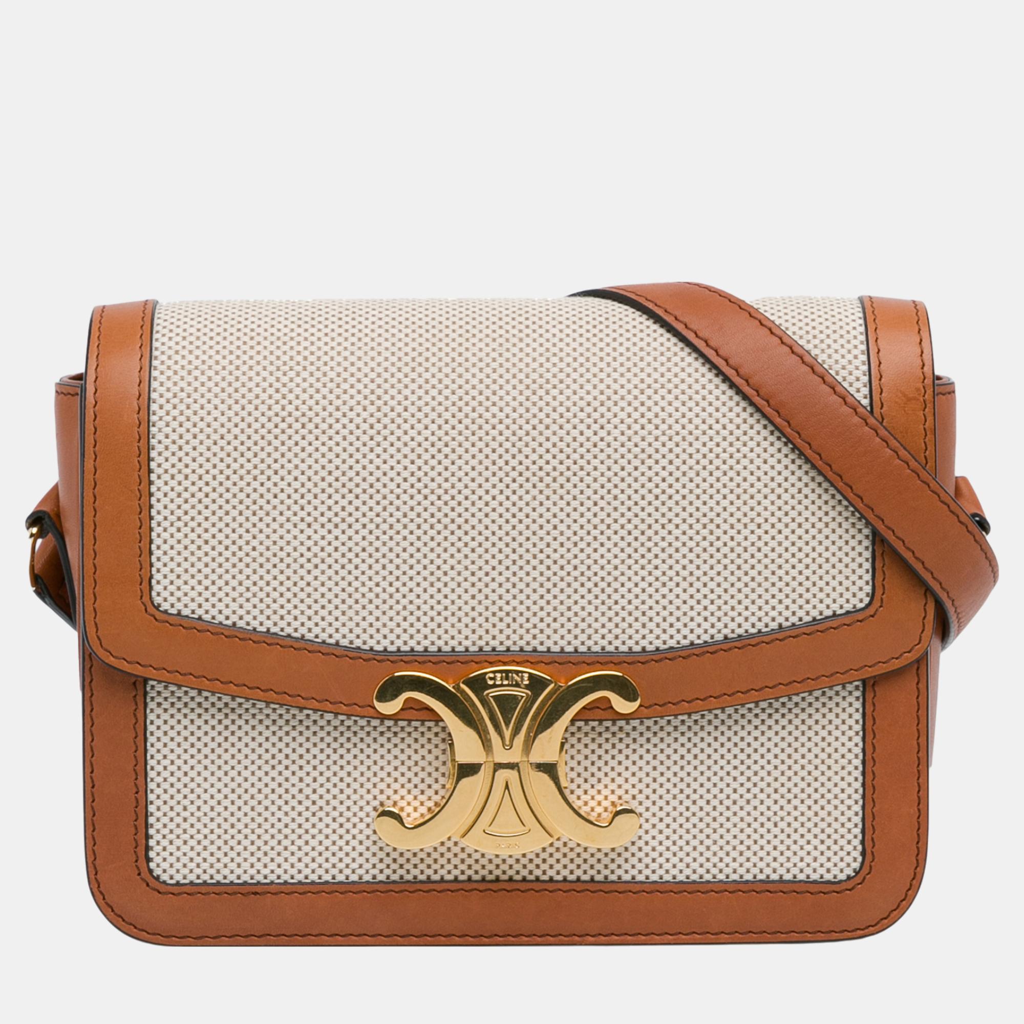 

Celine Beige/Brown Teen Canvas Triomphe