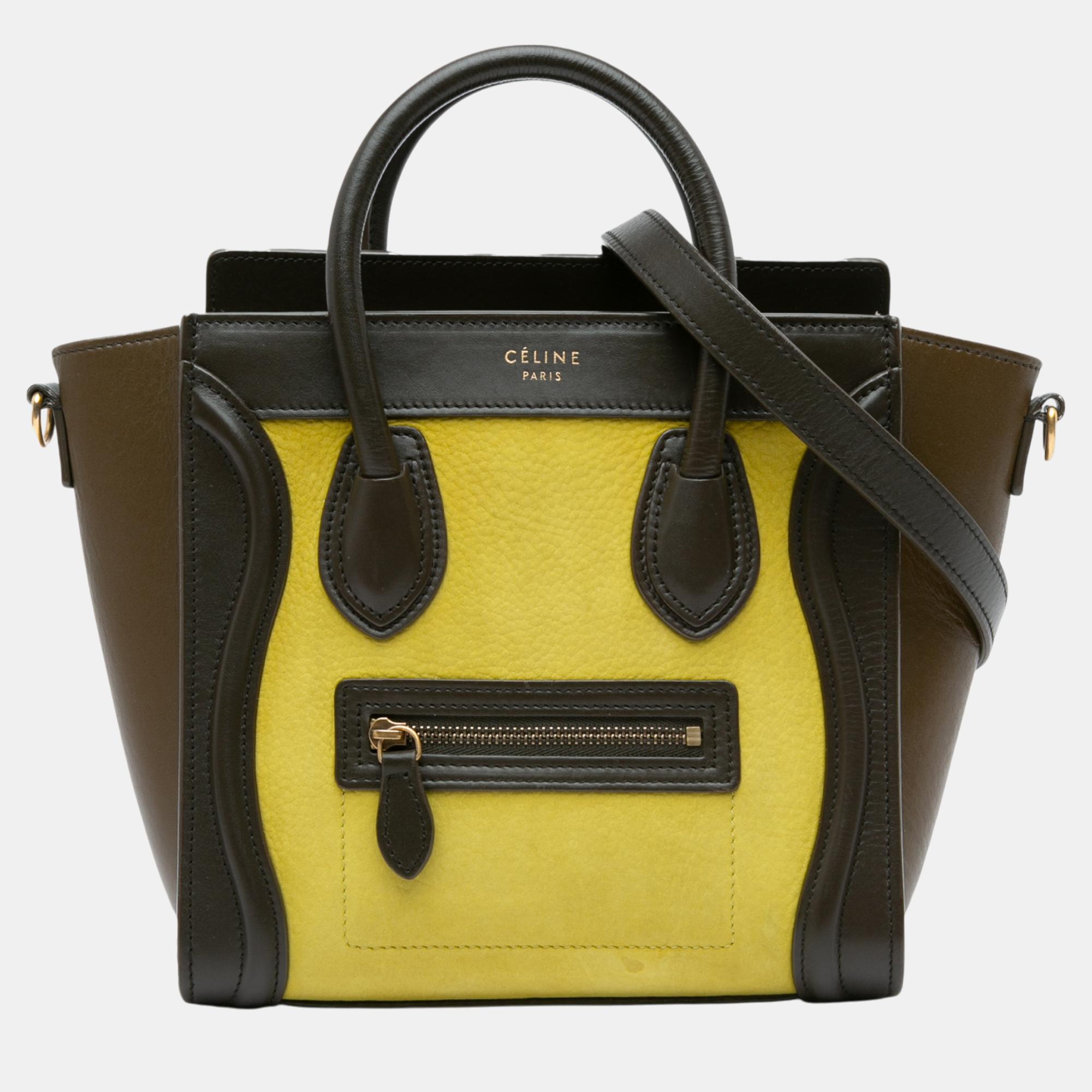 

Celine Multicolor Nano Tricolor Nubuck and Calfskin Luggage Tote