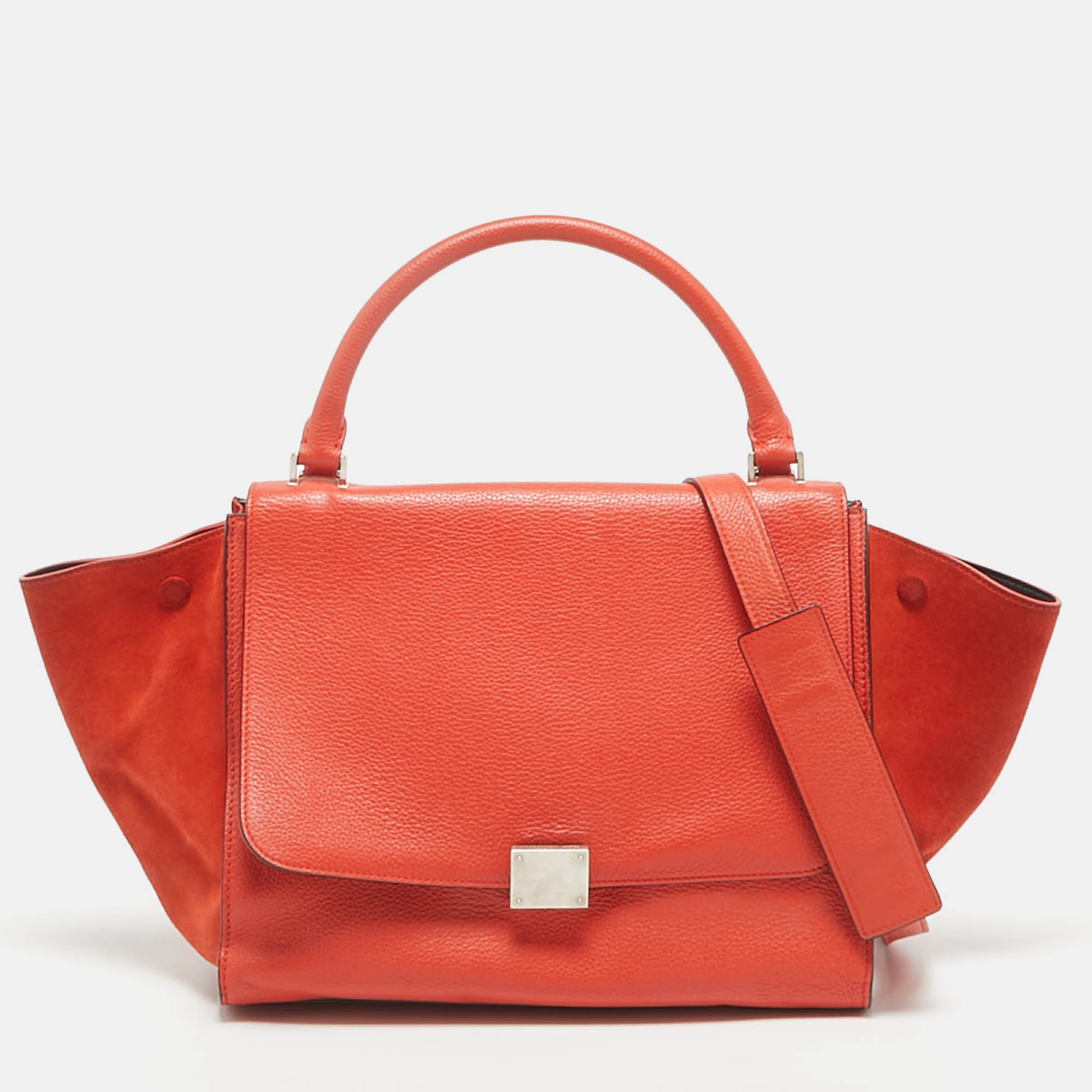 

Celine Orange Leather and Suede Medium Trapeze Top Handle Bag