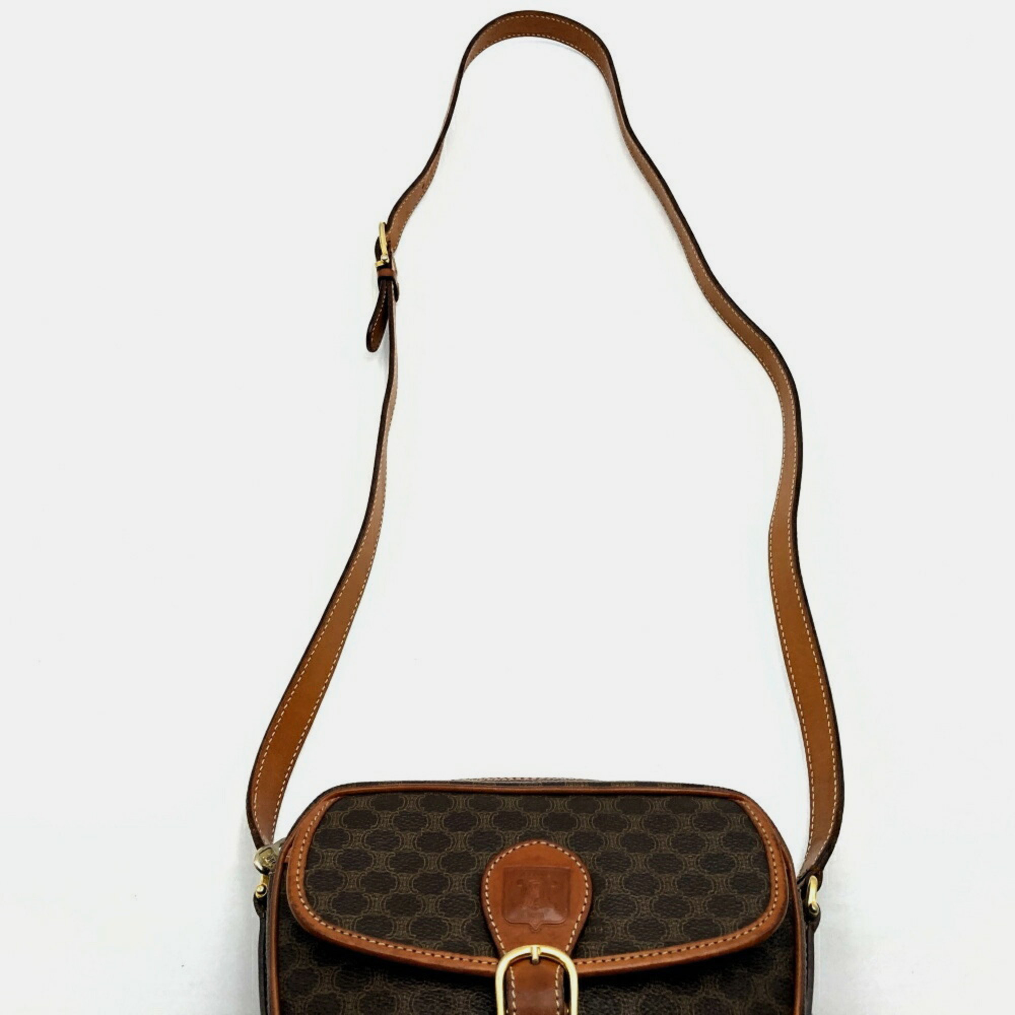 Celine Leather Brown Macadam Shoulder Bag 