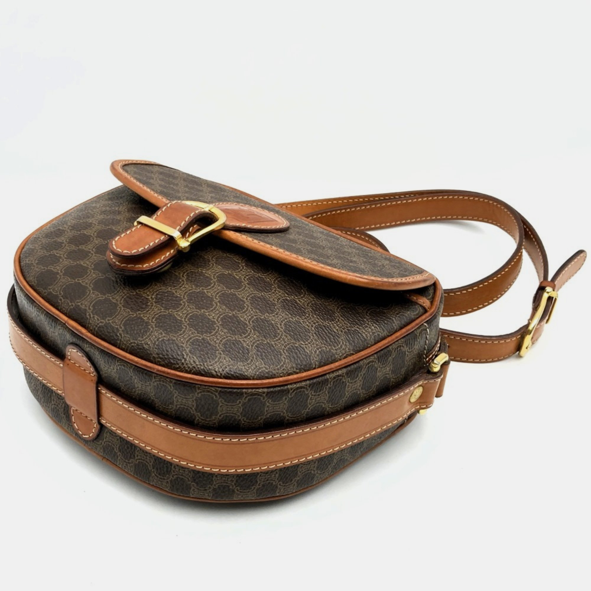 Celine Leather Brown Macadam Shoulder Bag 
