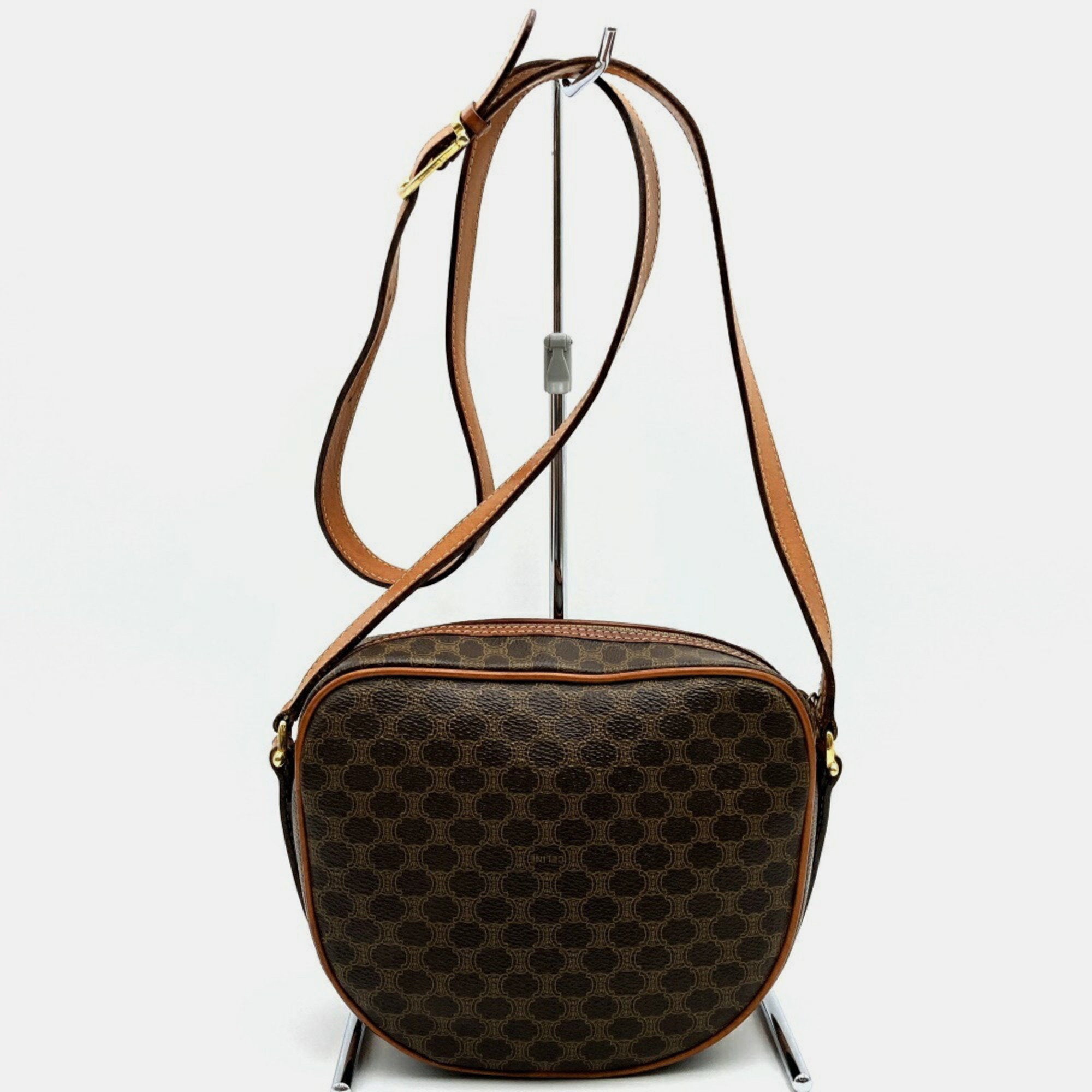 Celine Leather Brown Macadam Shoulder Bag 