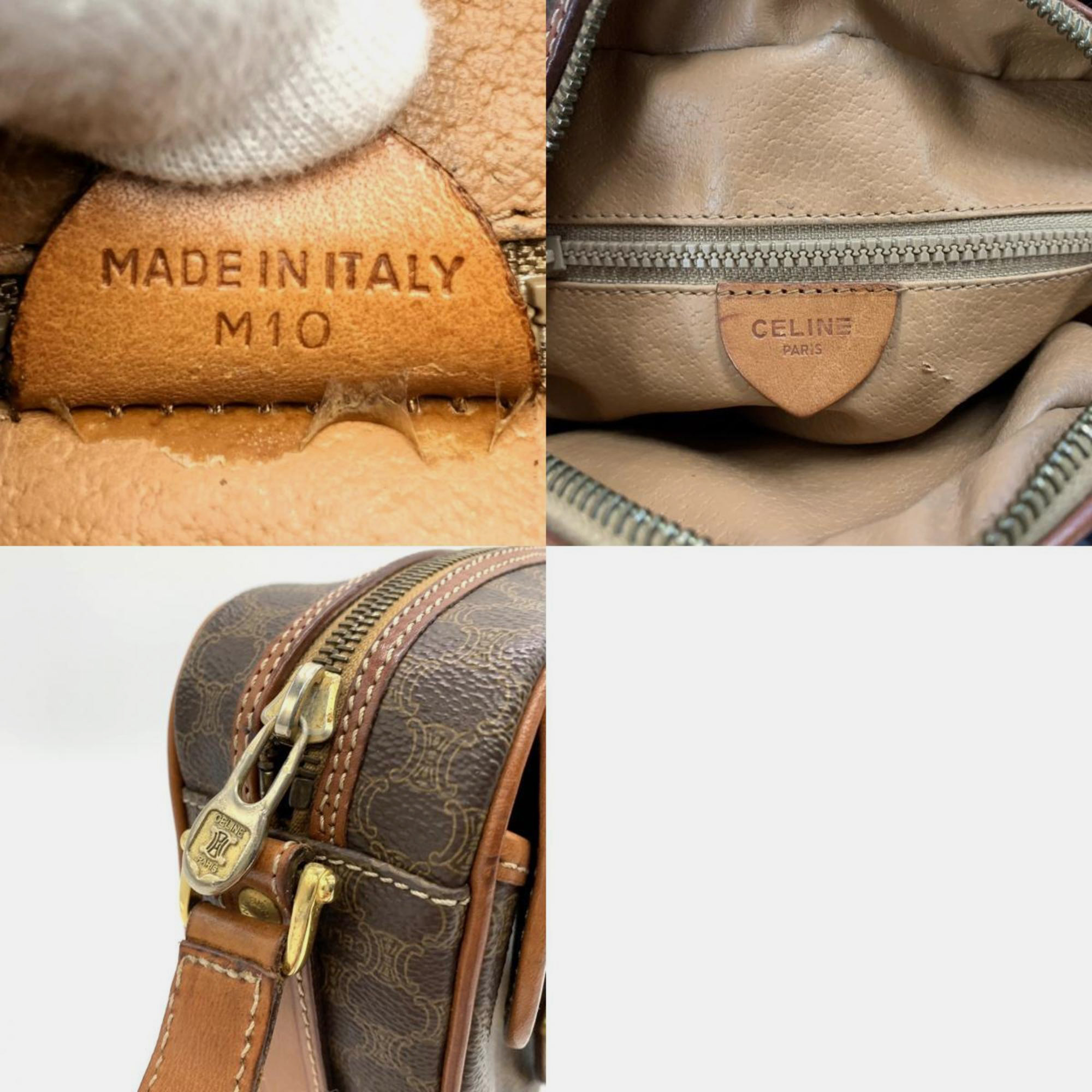 Celine Leather Brown Macadam Shoulder Bag 