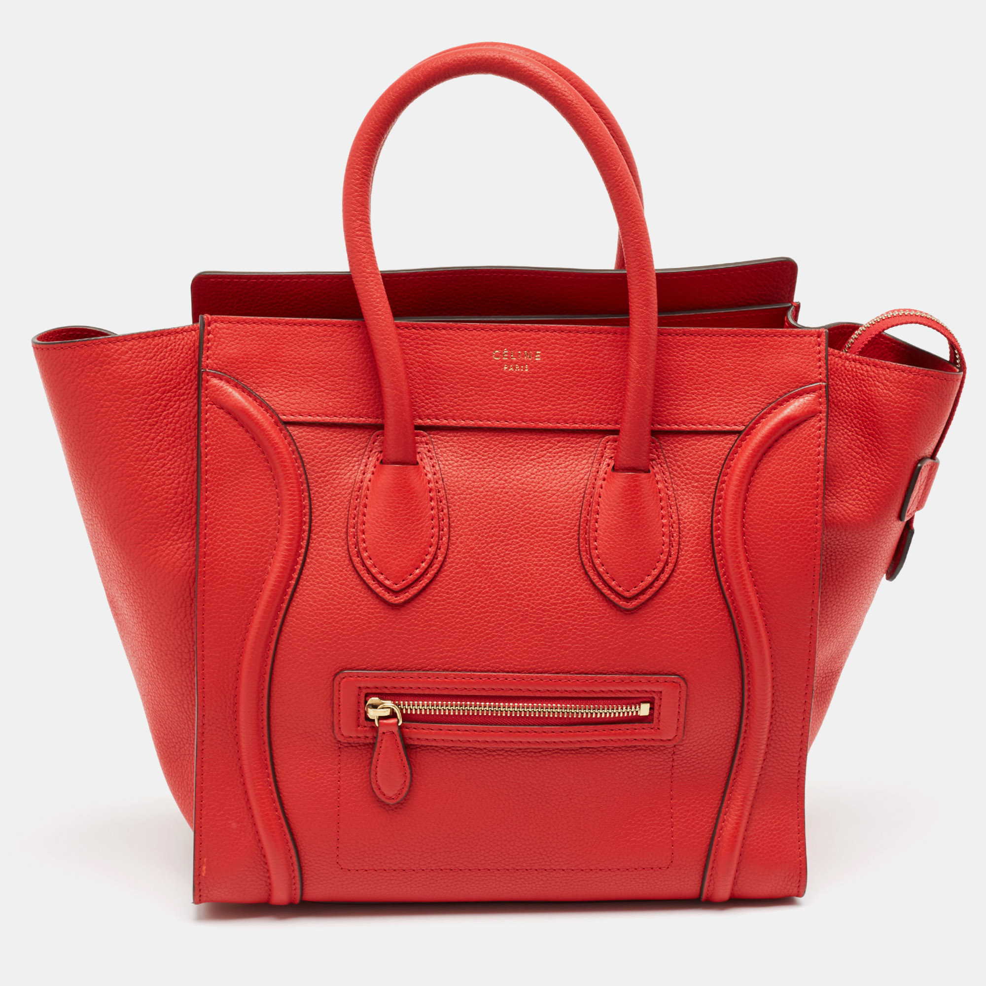 

Celine Red Leather Mini Luggage Tote