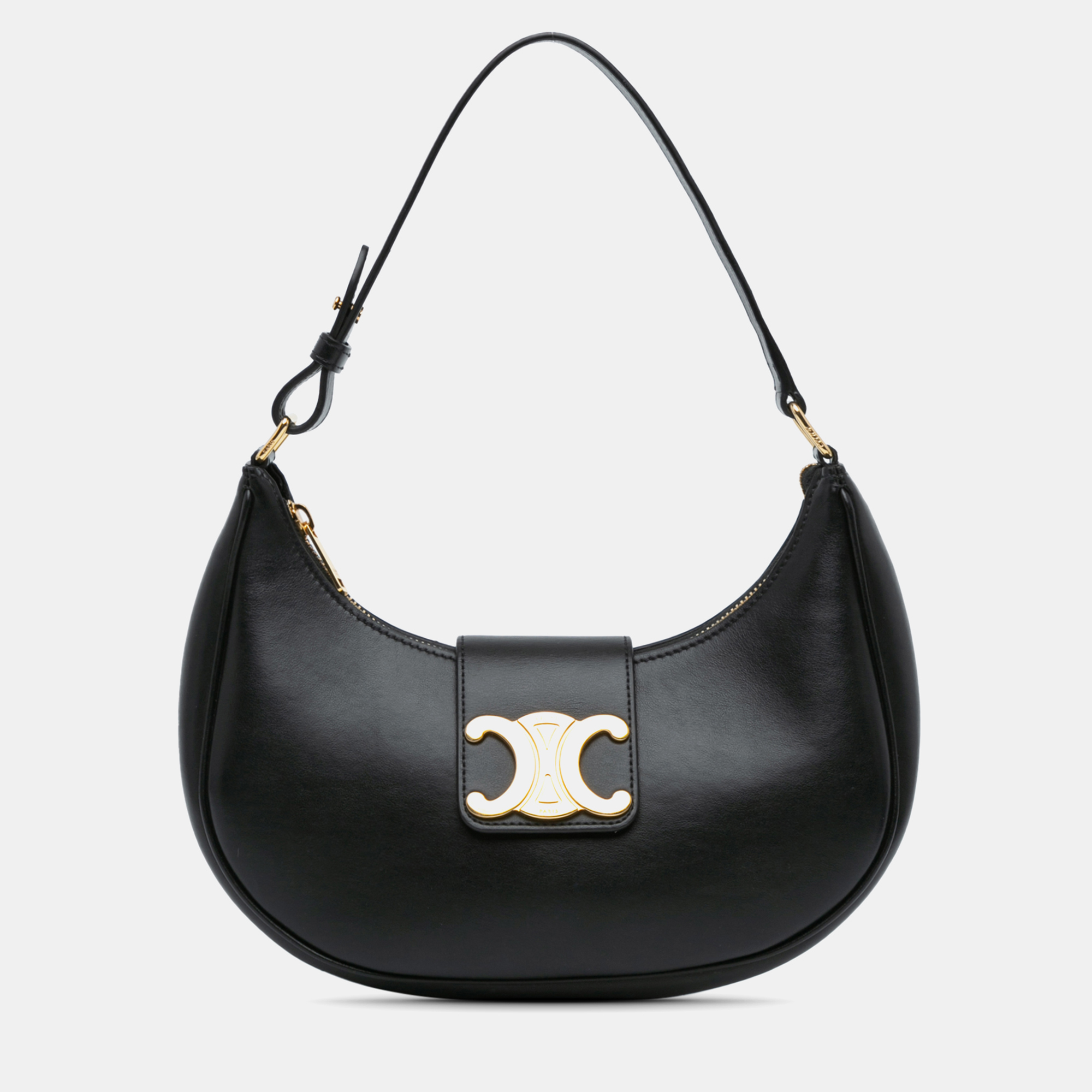 

Celine Medium Triomphe Leather Ava Shoulder Bag, Black