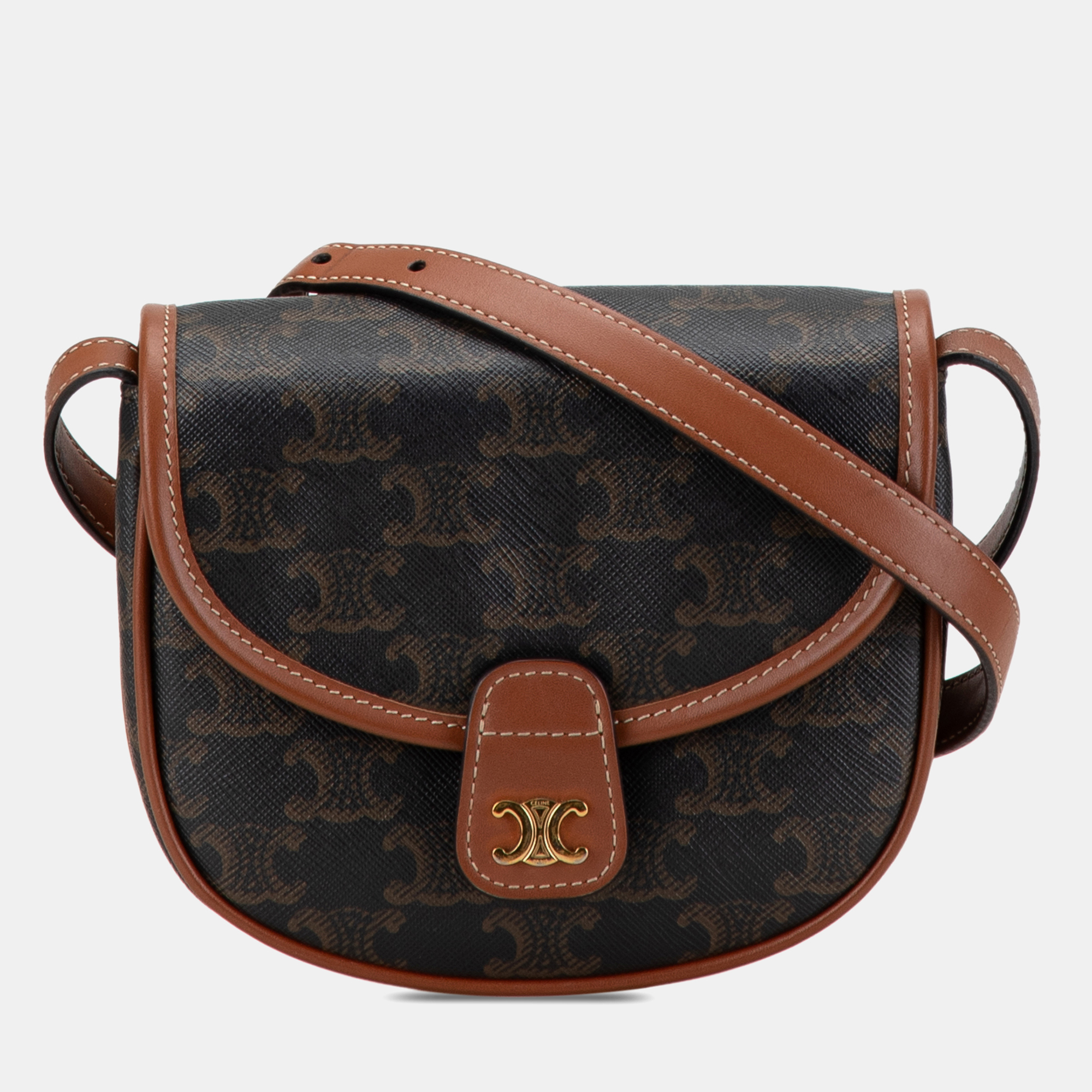 

Celine Mini Triomphe Coated Canvas Besace Crossbody, Brown