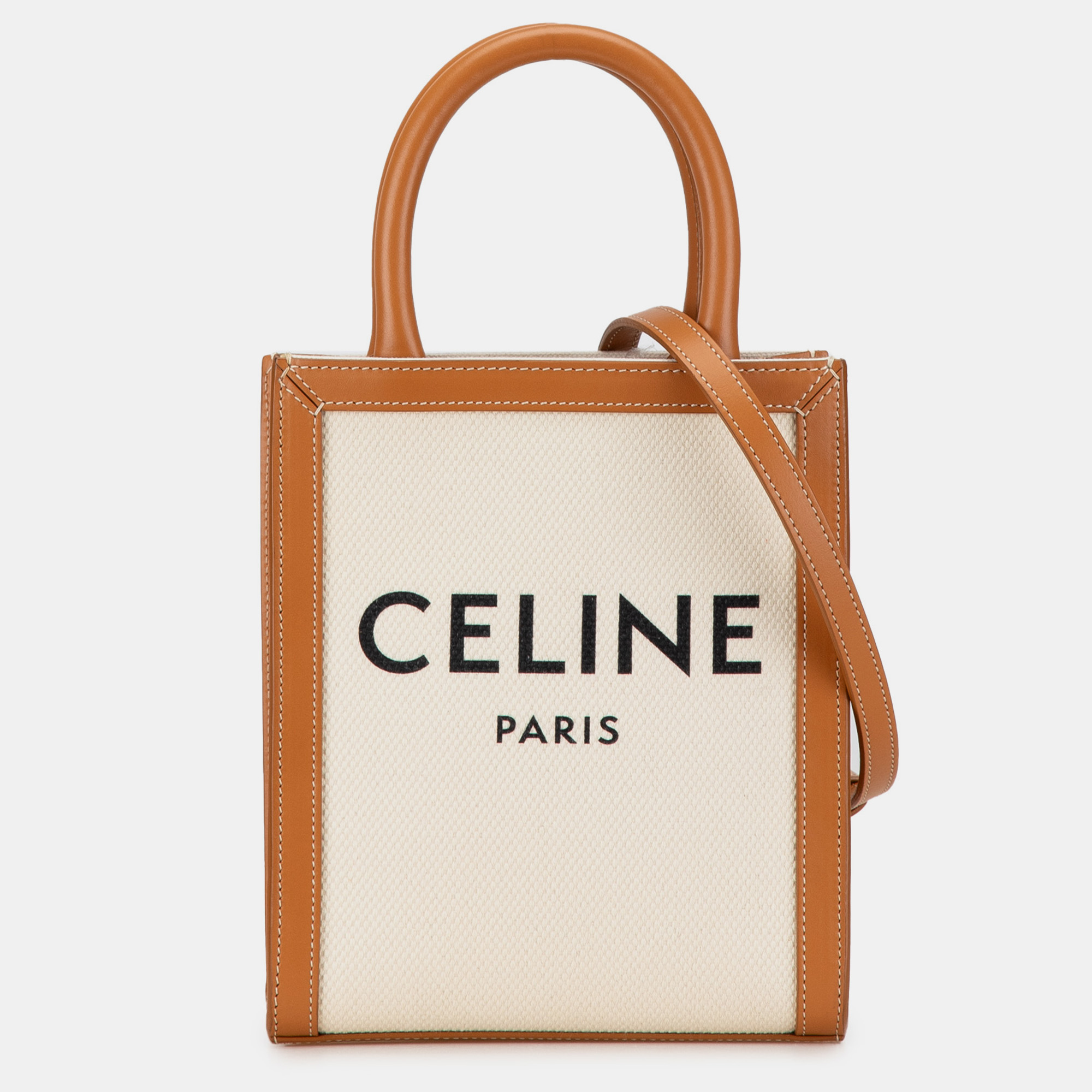 

Celine Mini Canvas Vertical Cabas Satchel, Beige