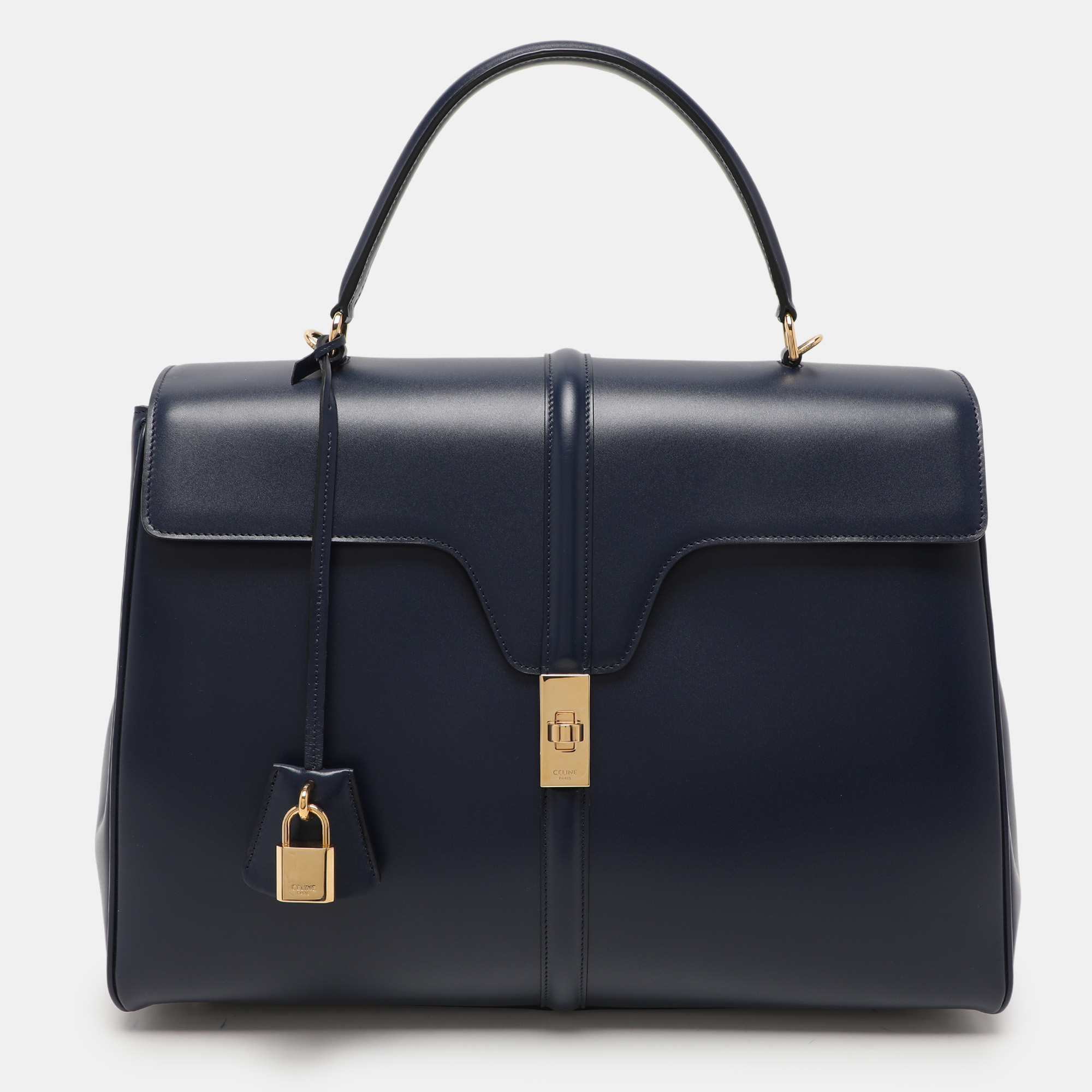 

Celine Dark Blue Leather  Classique 16 Top Handle Bag