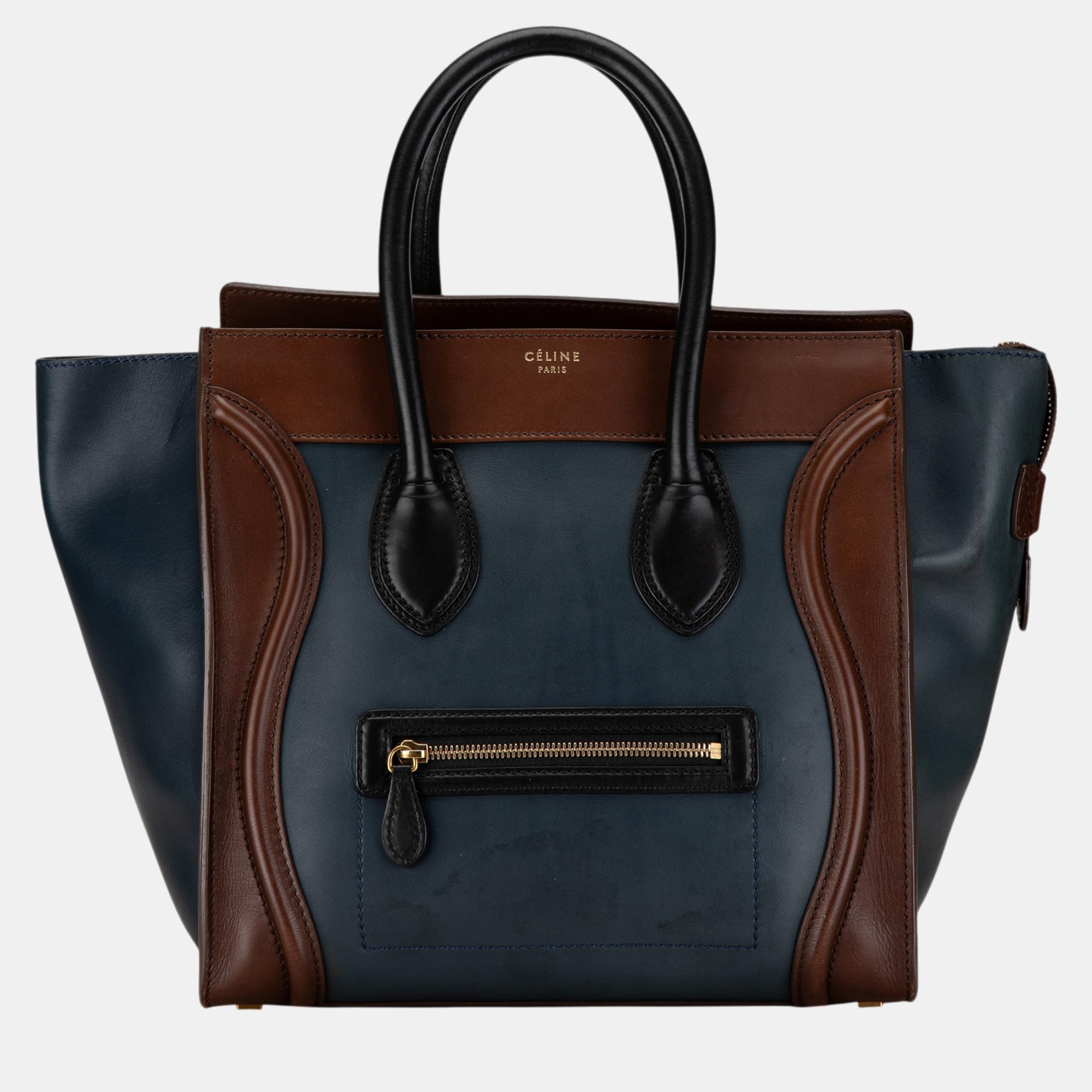 

Celine Blue/Brown Mini Bicolor Luggage Tote