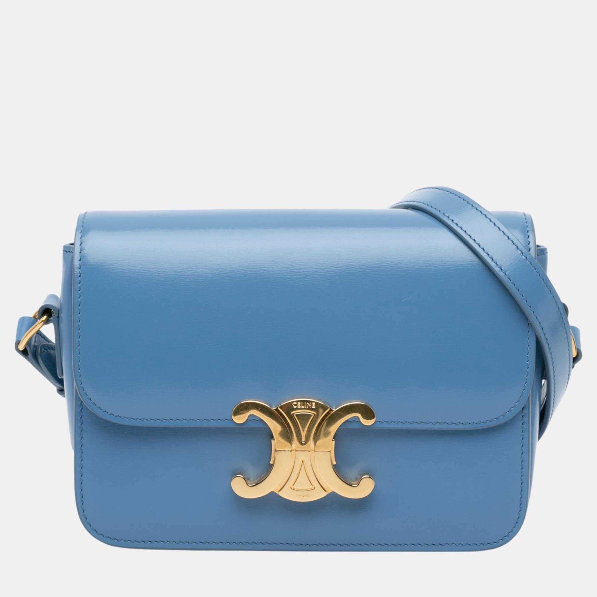 

Celine Blue Teen Calfskin Triomphe Crossbody