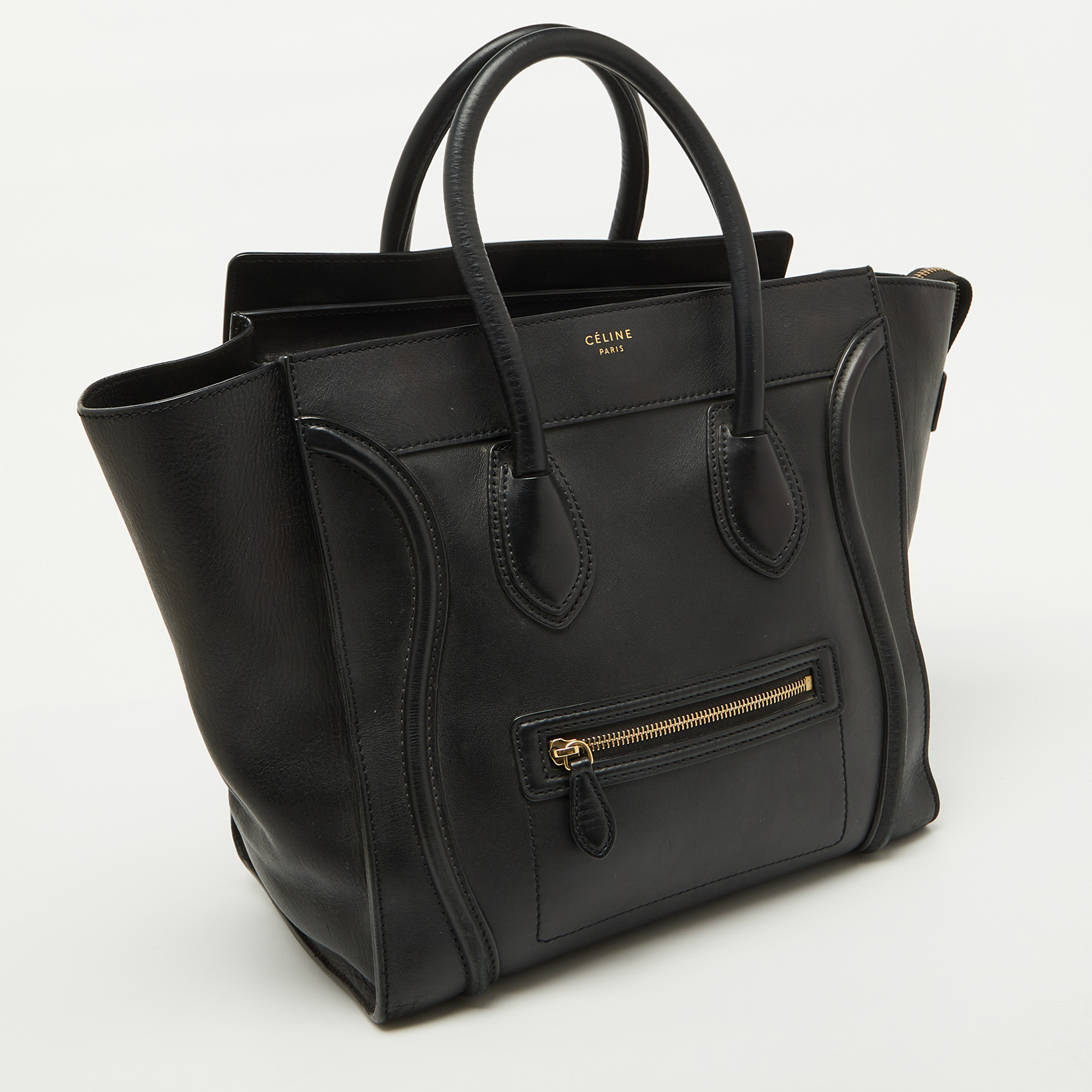 Celine Black Leather Mini Luggage Tote 