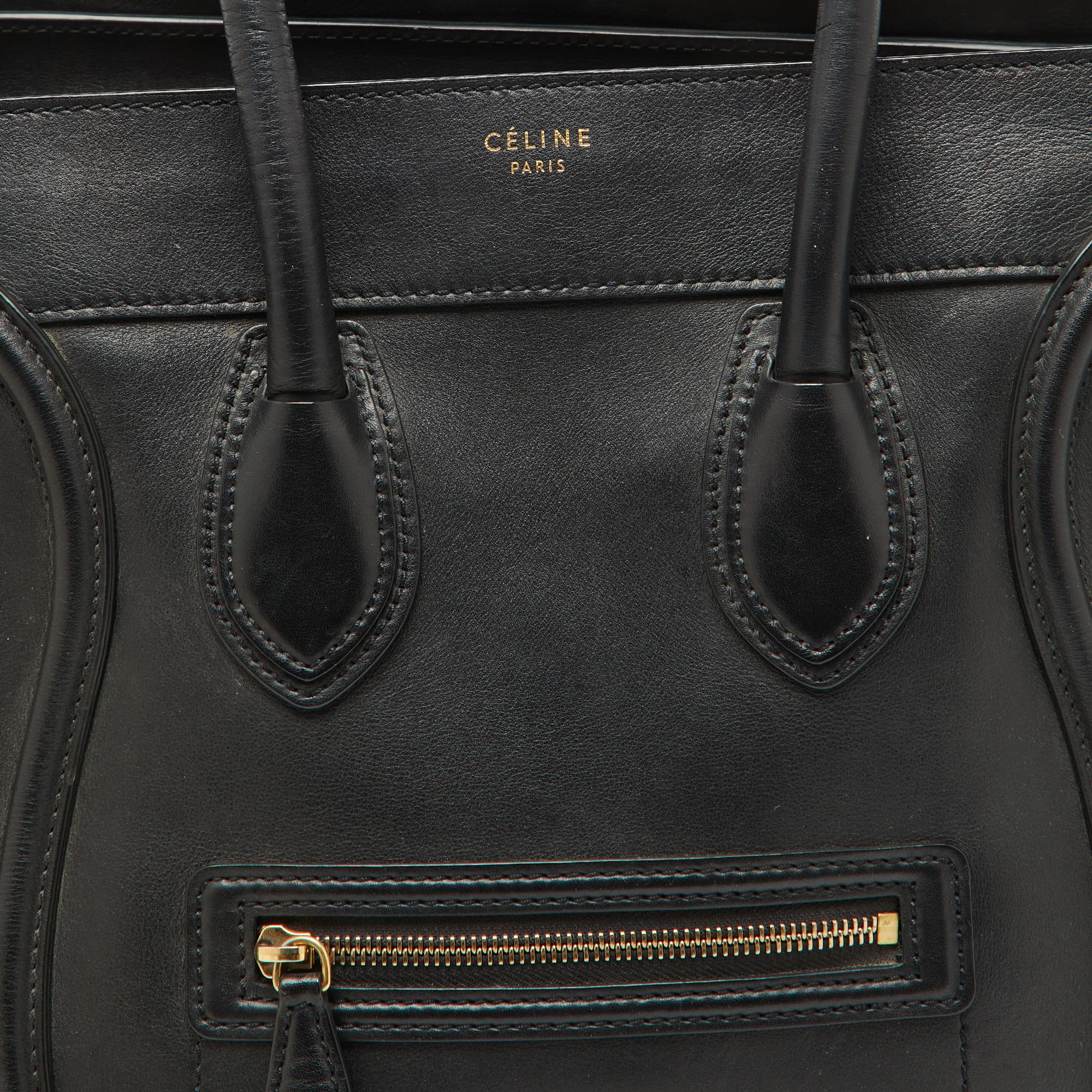 Celine Black Leather Mini Luggage Tote 