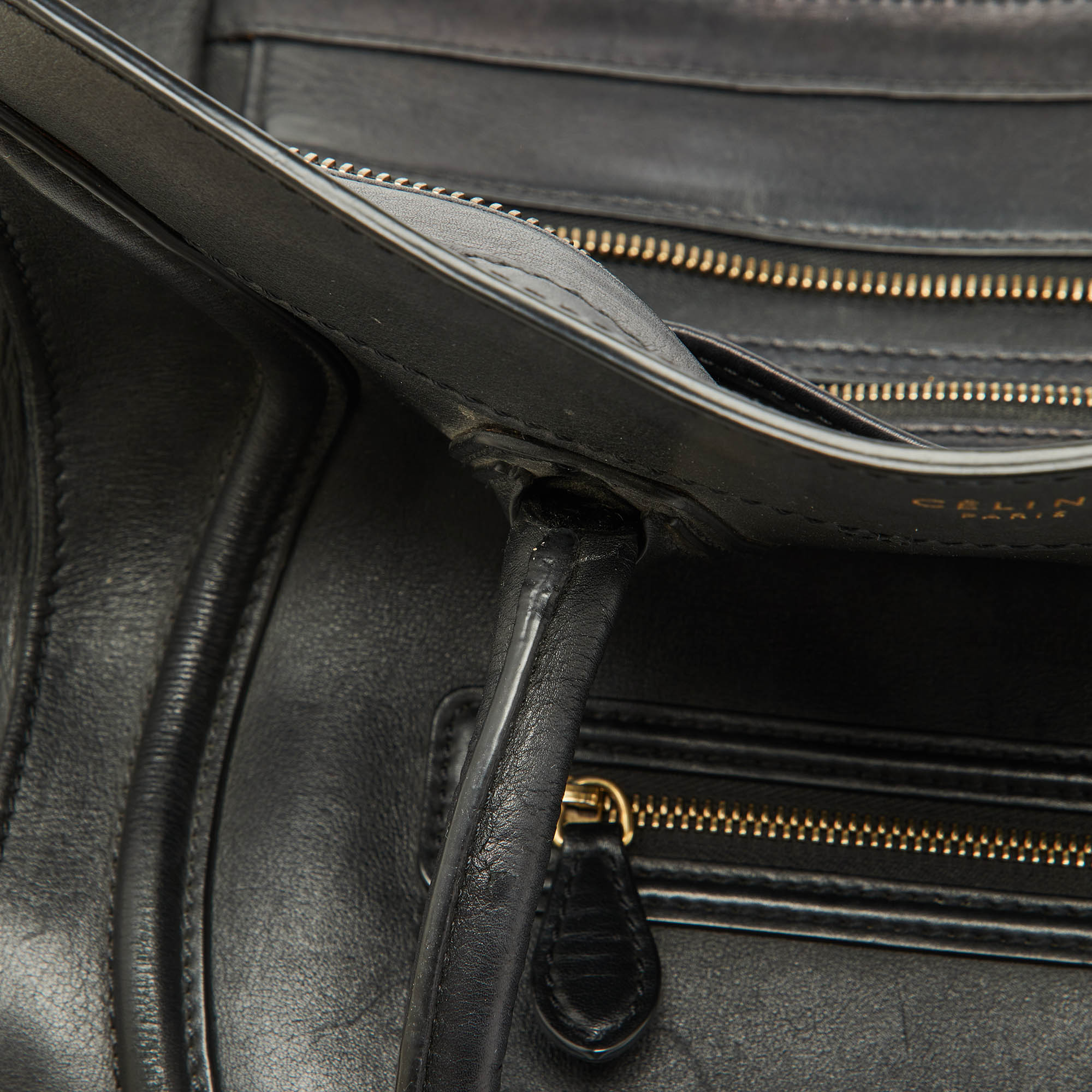 Celine Black Leather Mini Luggage Tote 