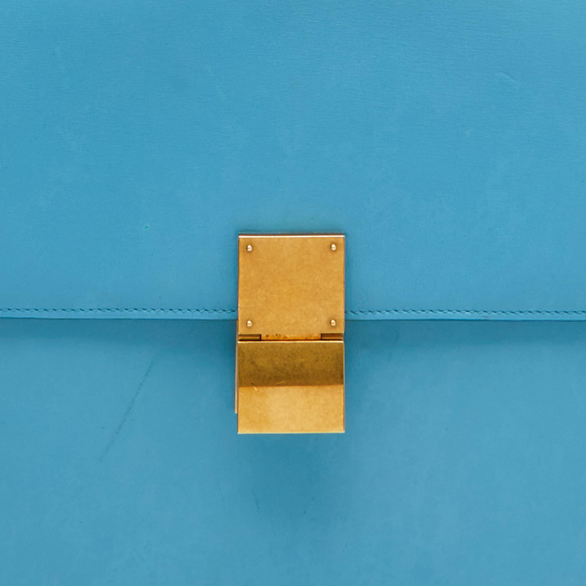 Celine Blue Leather Large Classic Box Shoulder Bag 