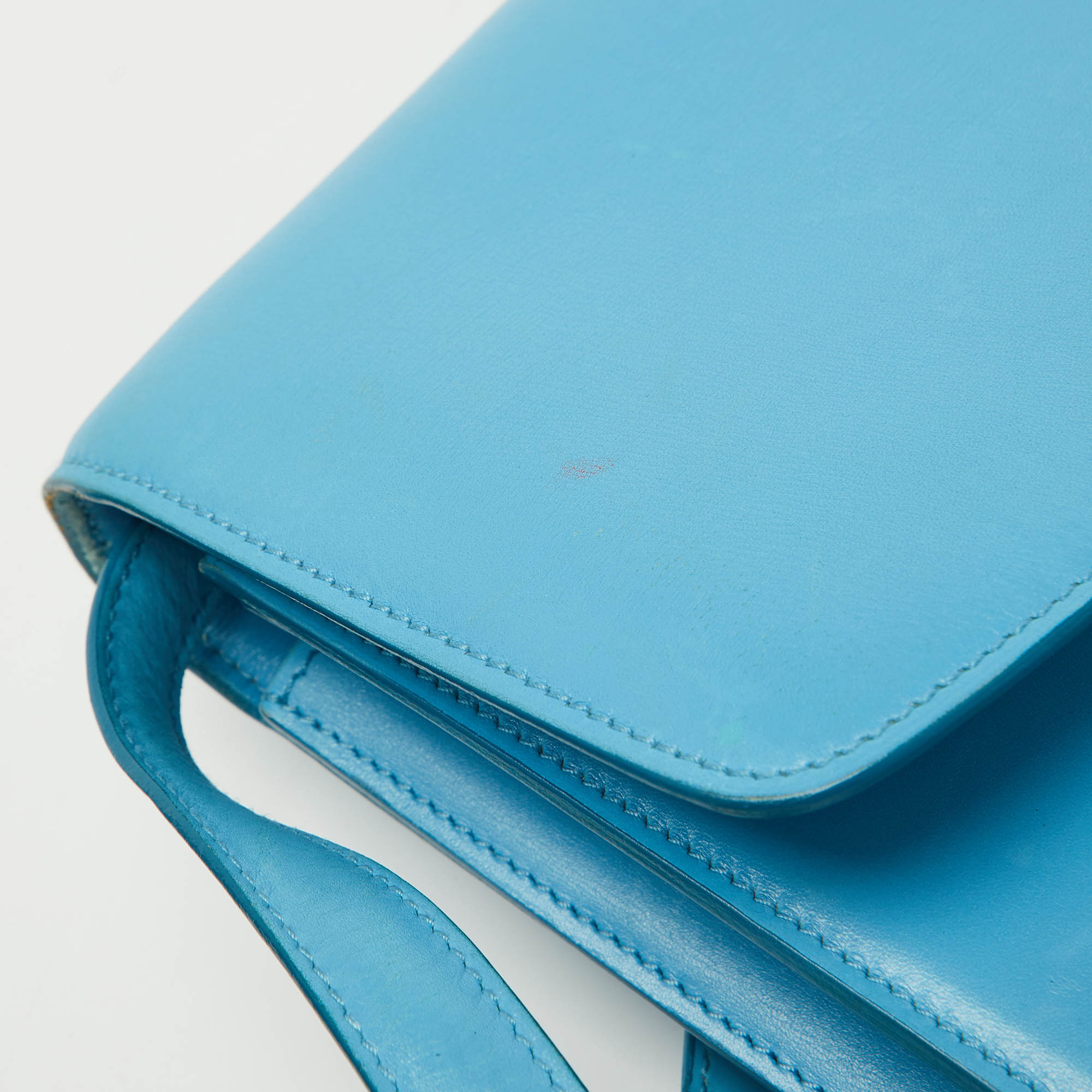 Celine Blue Leather Large Classic Box Shoulder Bag 