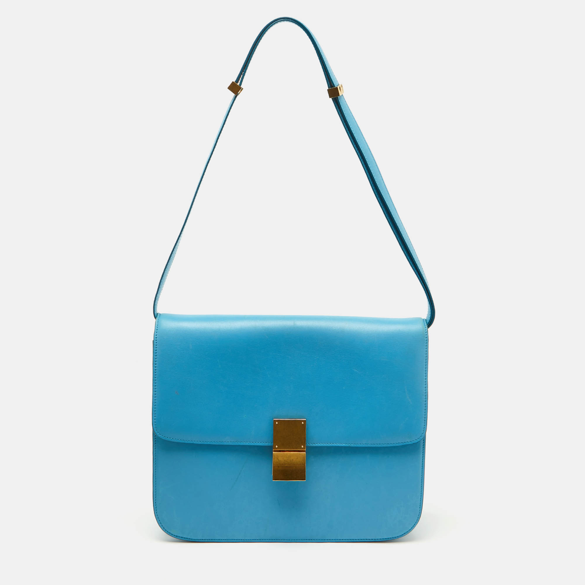 

Celine Blue Leather Large Classic Box Shoulder Bag