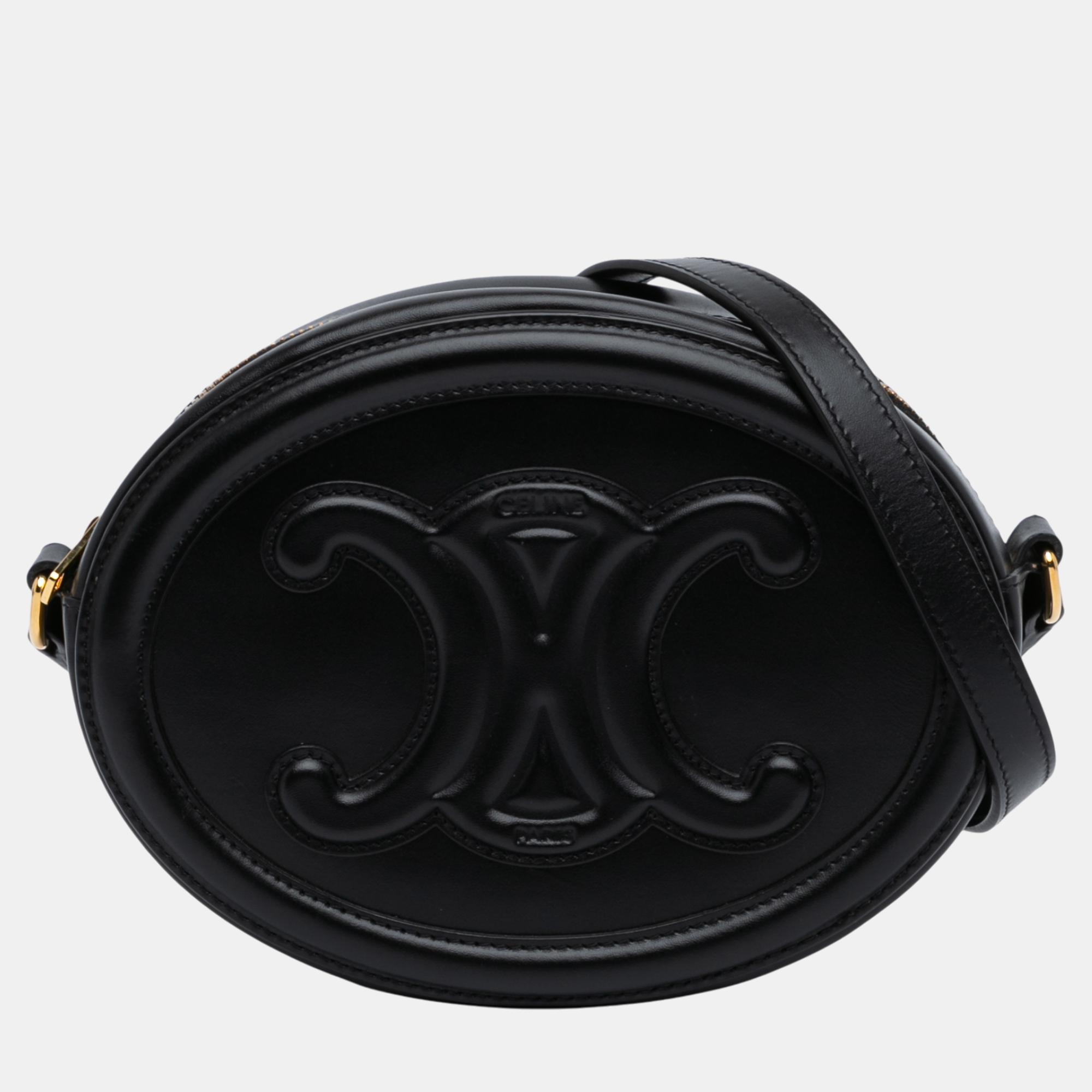 

Celine Black Small Calfskin Cuir Triomphe Oval Crossbody