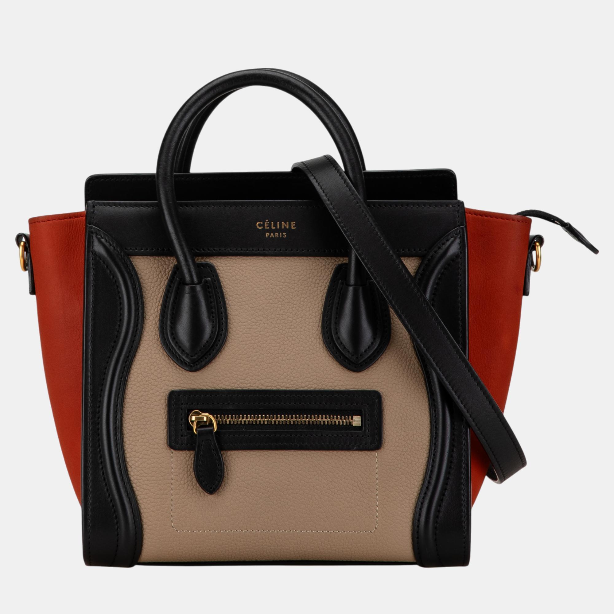 

Celine Multicolor Nano Tricolor Leather Luggage Tote